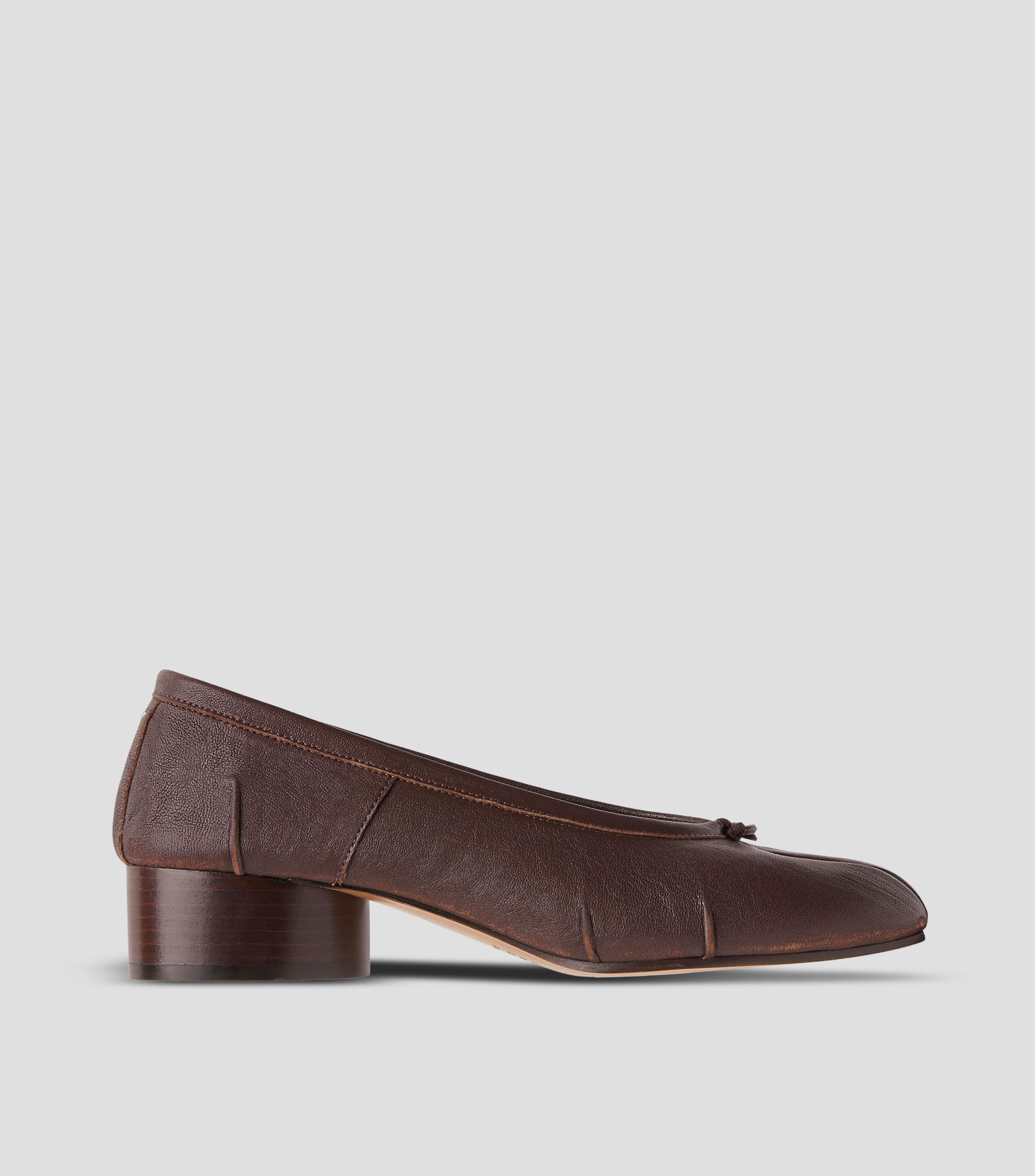 Flats Tabi en piel con tacón bajo cuadrado Mujer