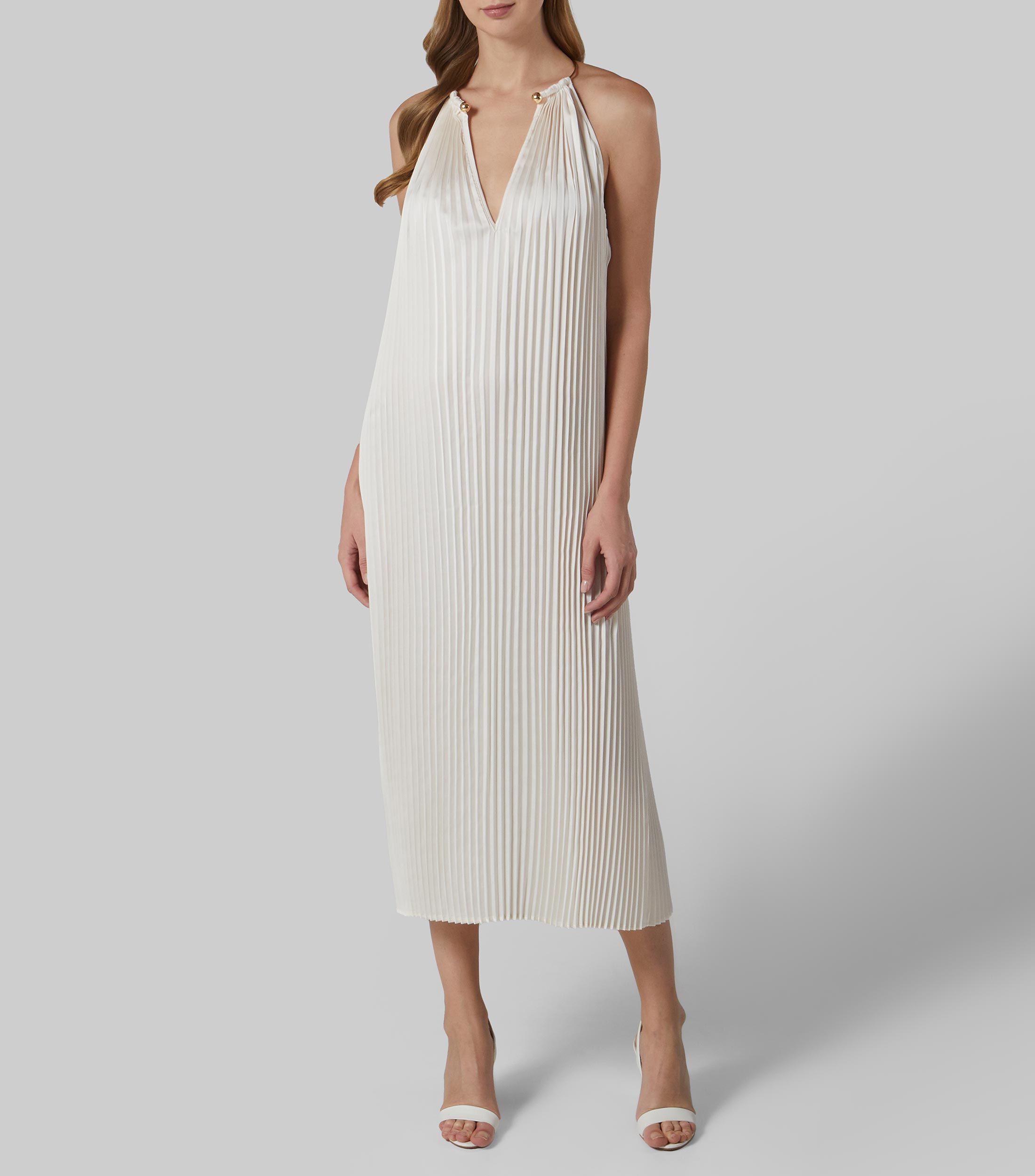 Vestido formal largo liso sin mangas Mujer