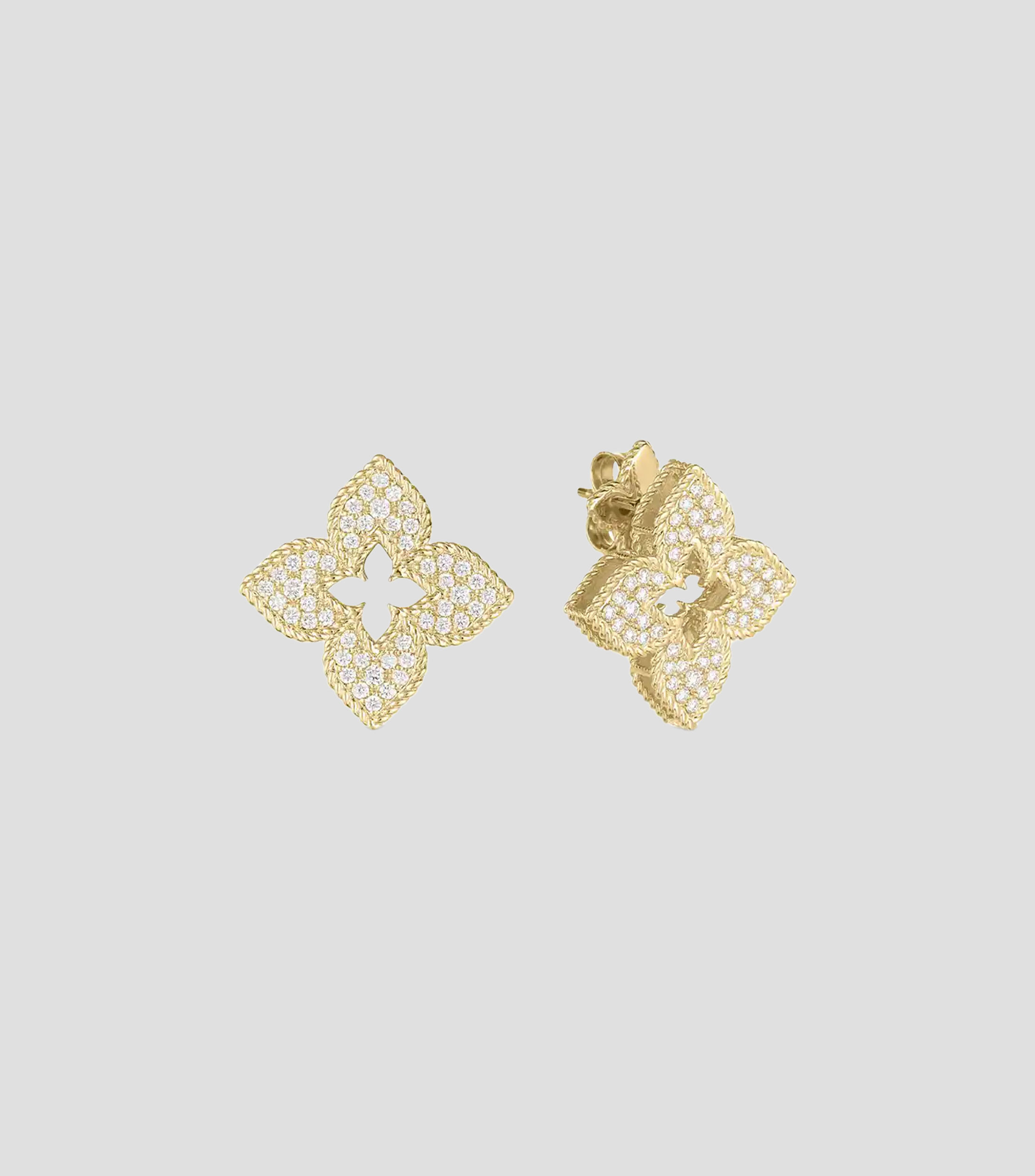 Aretes de flor en oro amarillo de 18 kilates con diamantes Venetian Princess Mujer