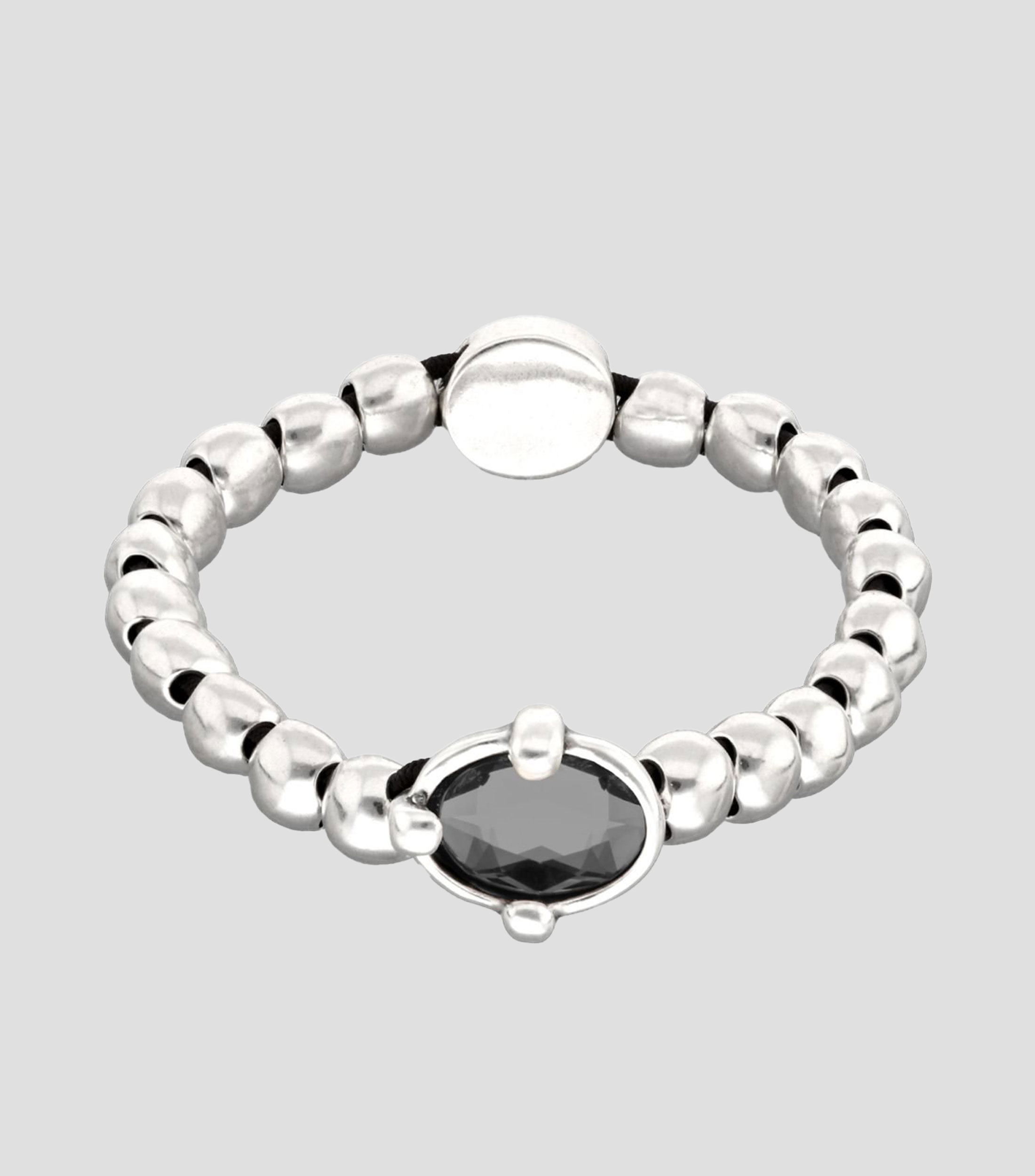 Pulsera con incrustación de cristal negro Mujer