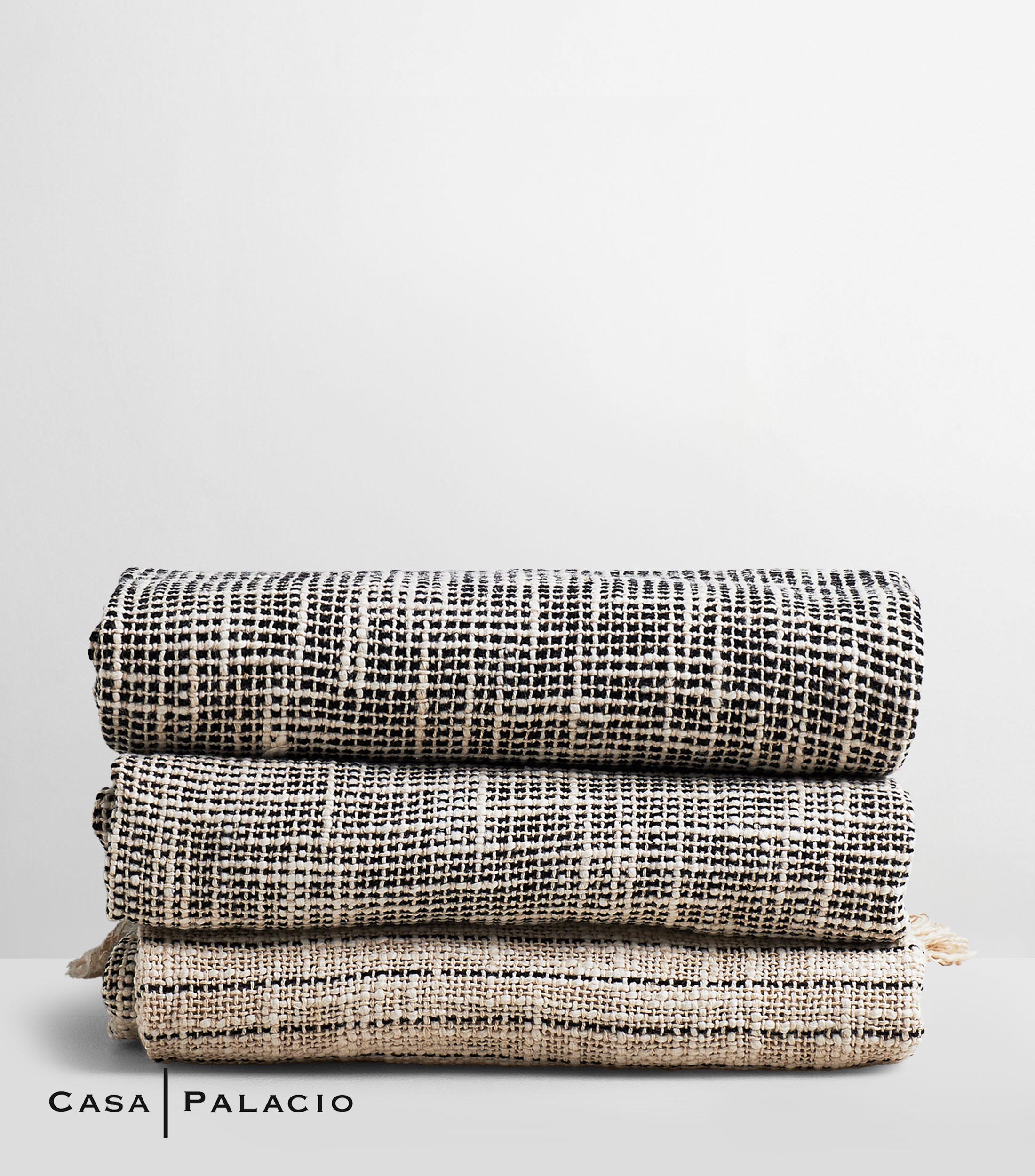 Frazada 170 x 140 cm Throw Woven beige/negro