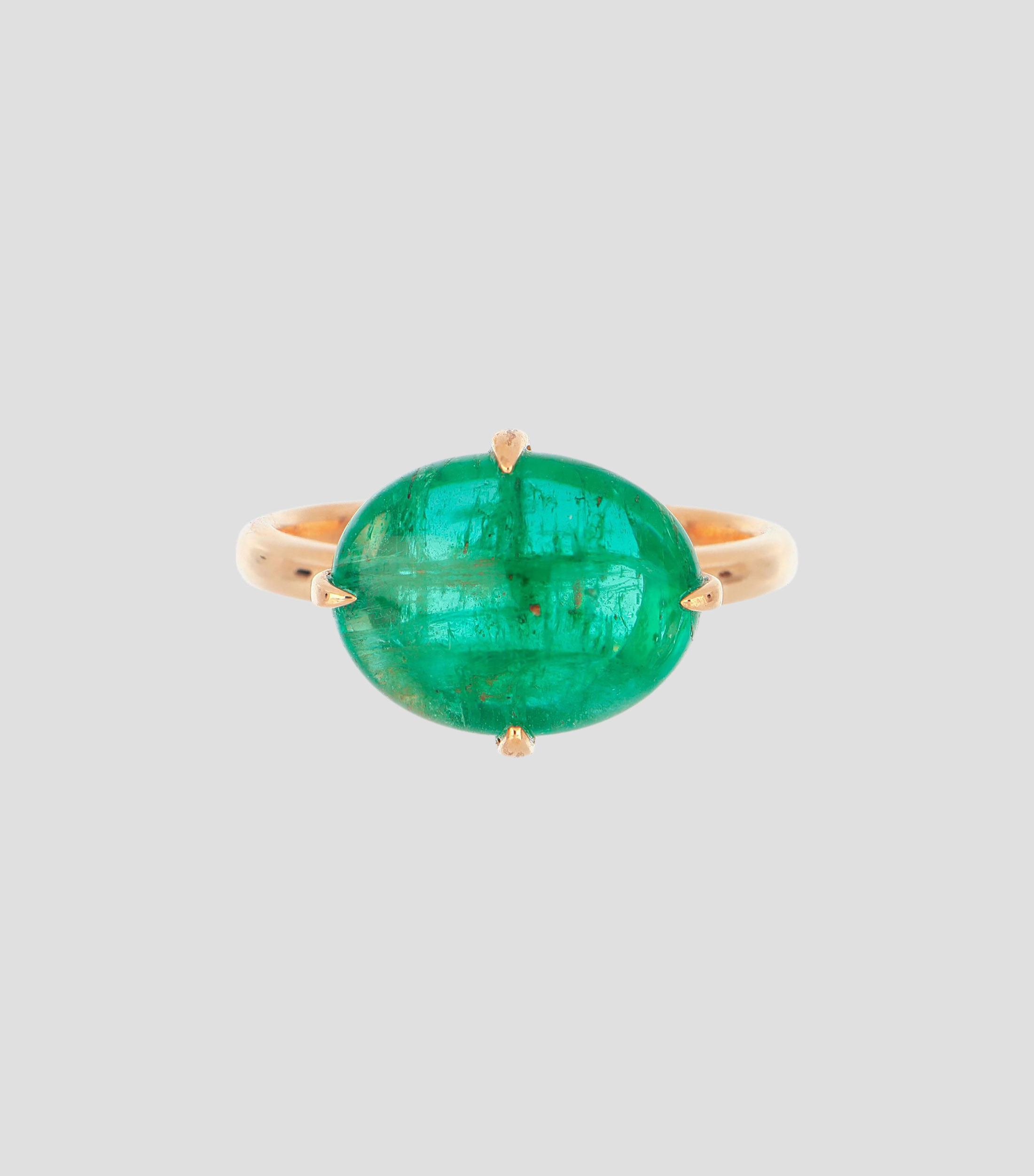Anillo en oro amarillo de 18 Kilates con esmeralda Mujer
