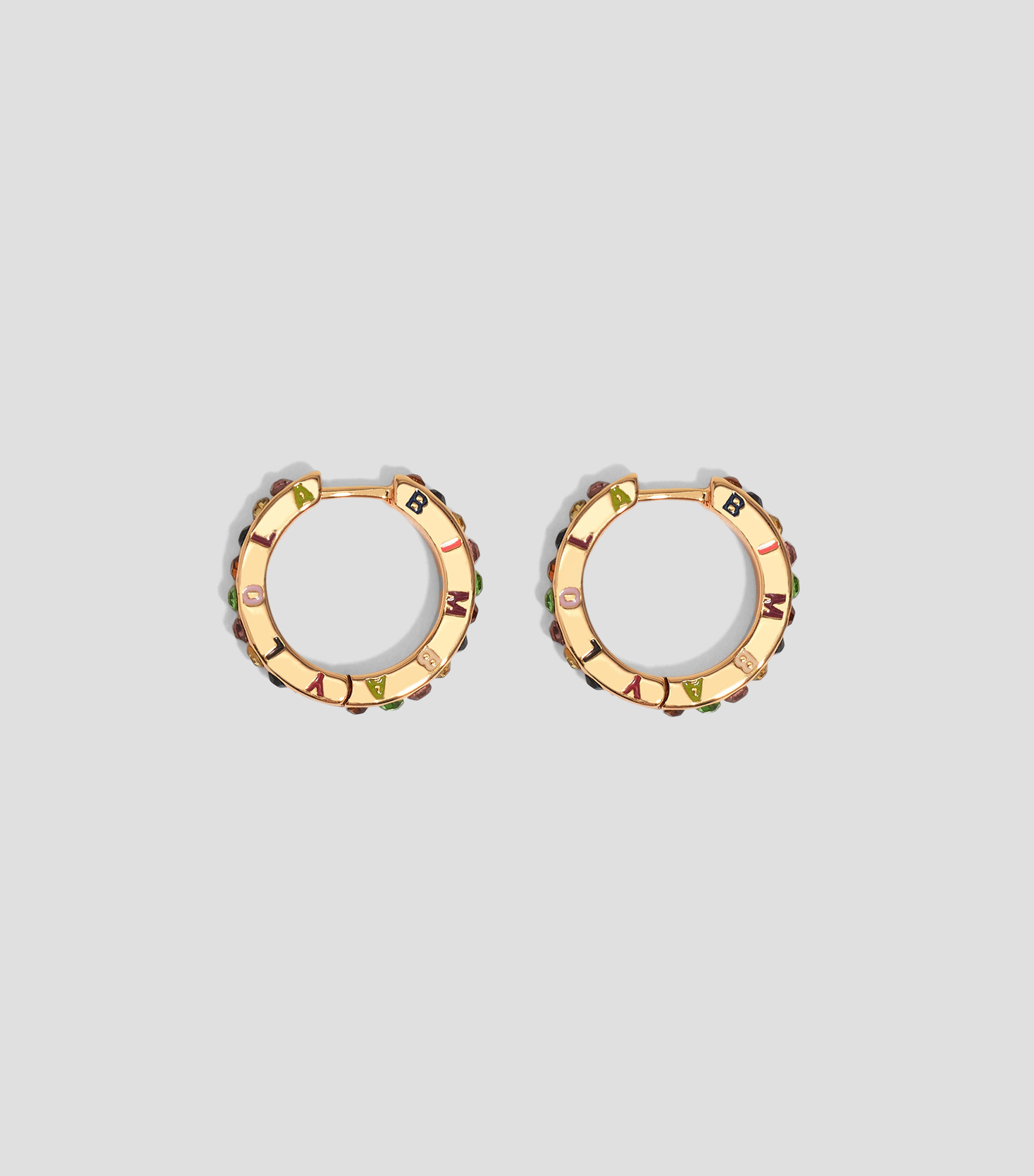 Aretes aro con logo y cristales Mujer