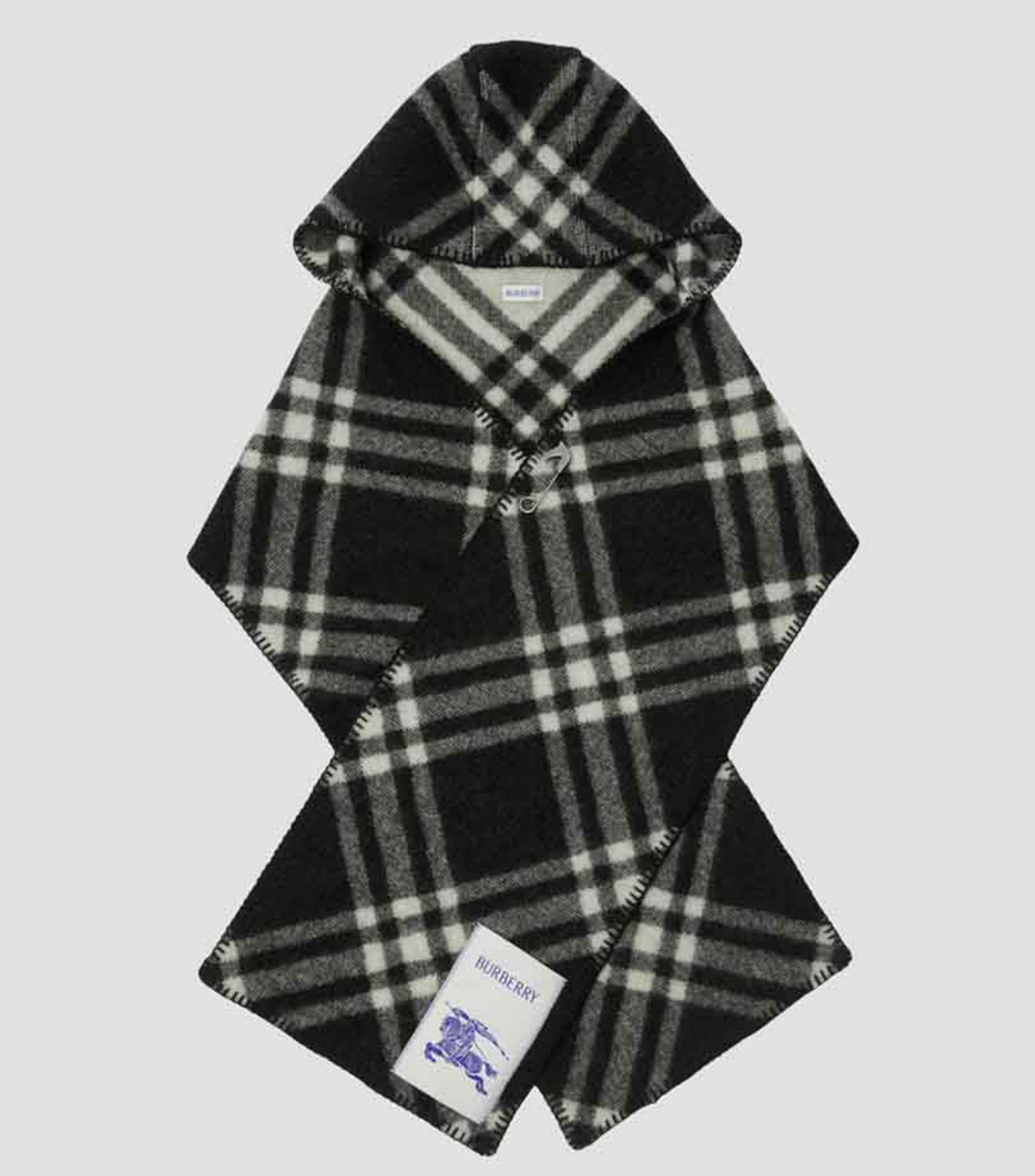 Bufanda con capucha negra a cuadros Unisex