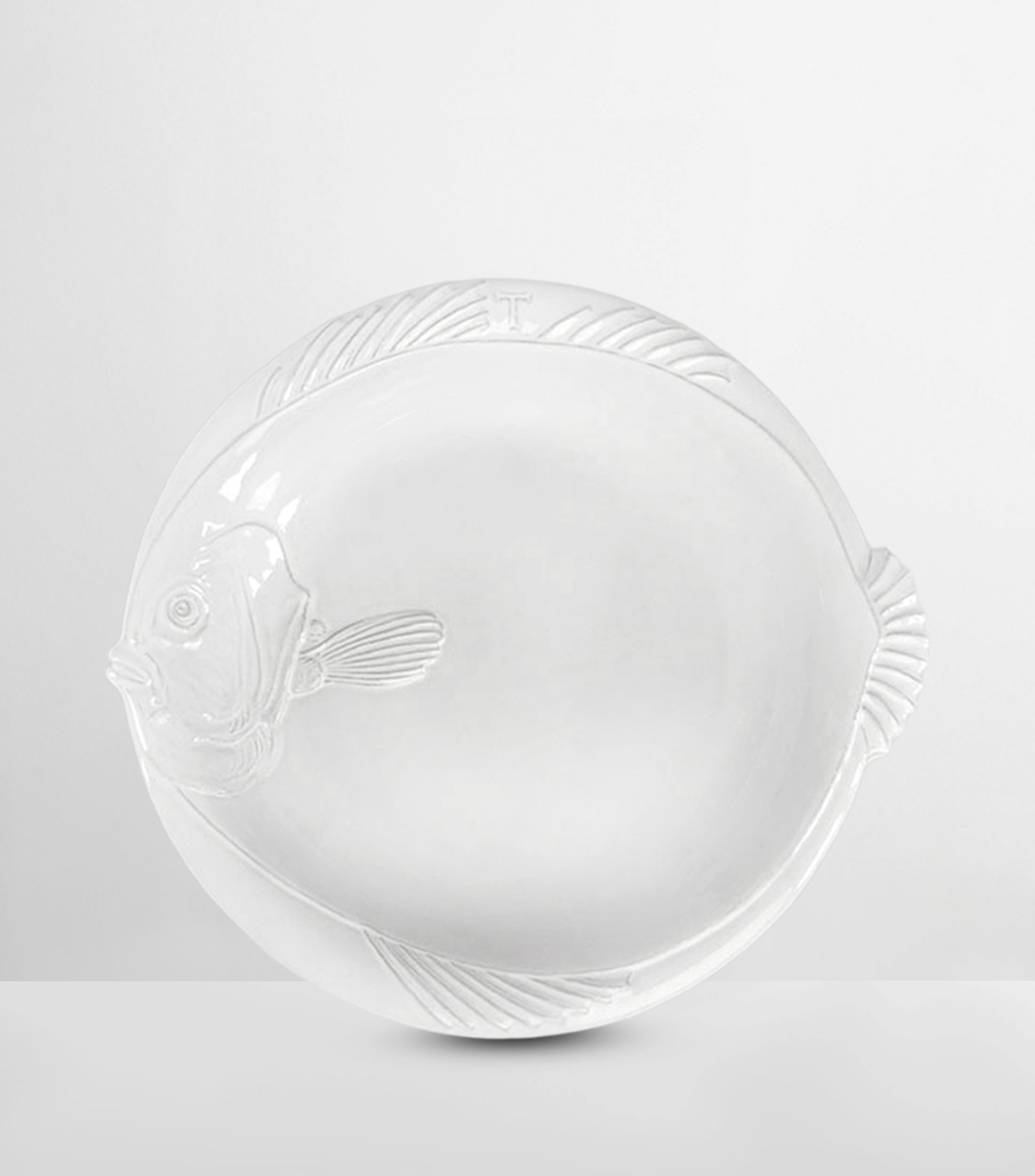 Plato trinche Pescado en cerámica blanco