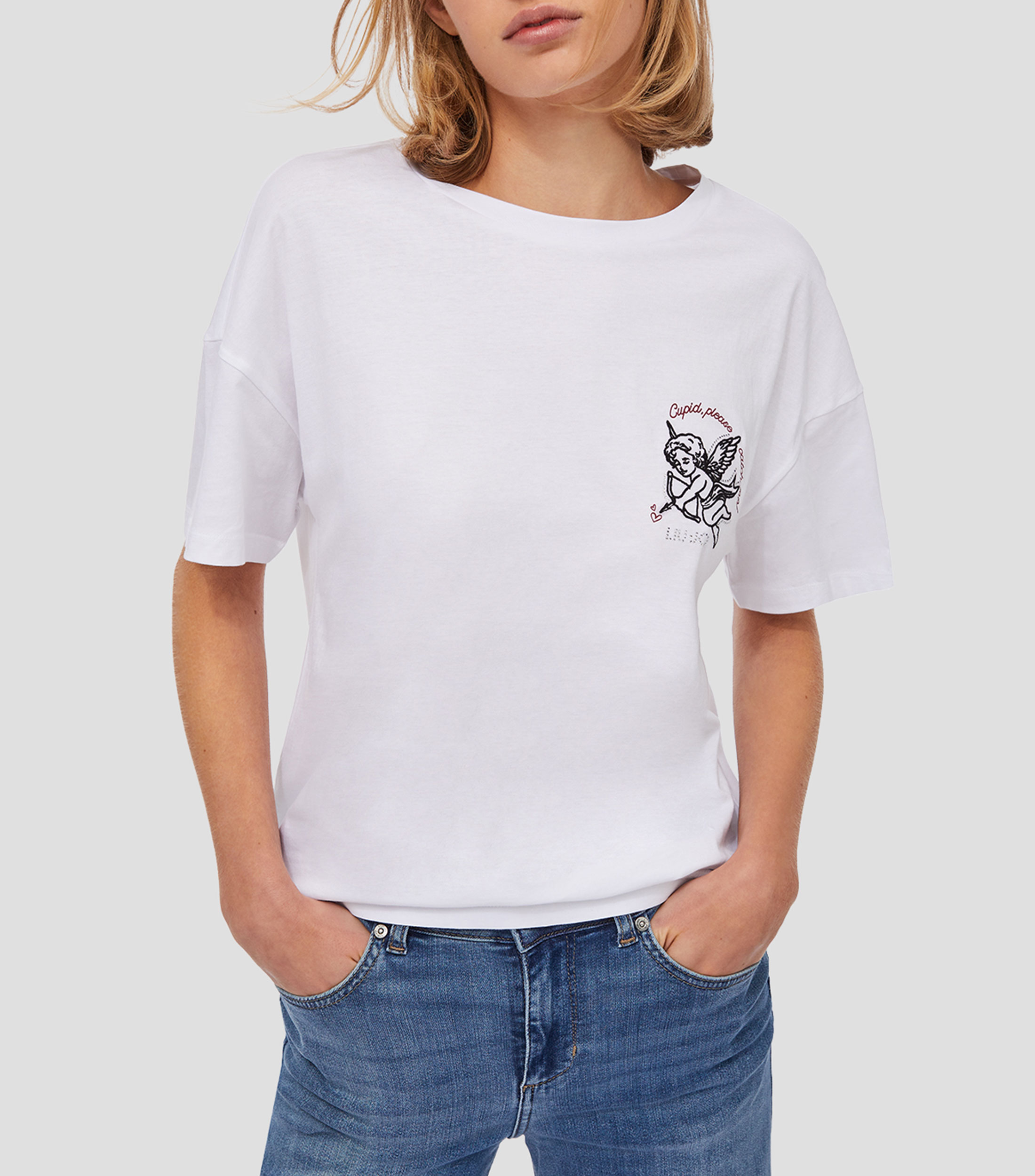 Playera cuello redondo manga corta estampada Mujer