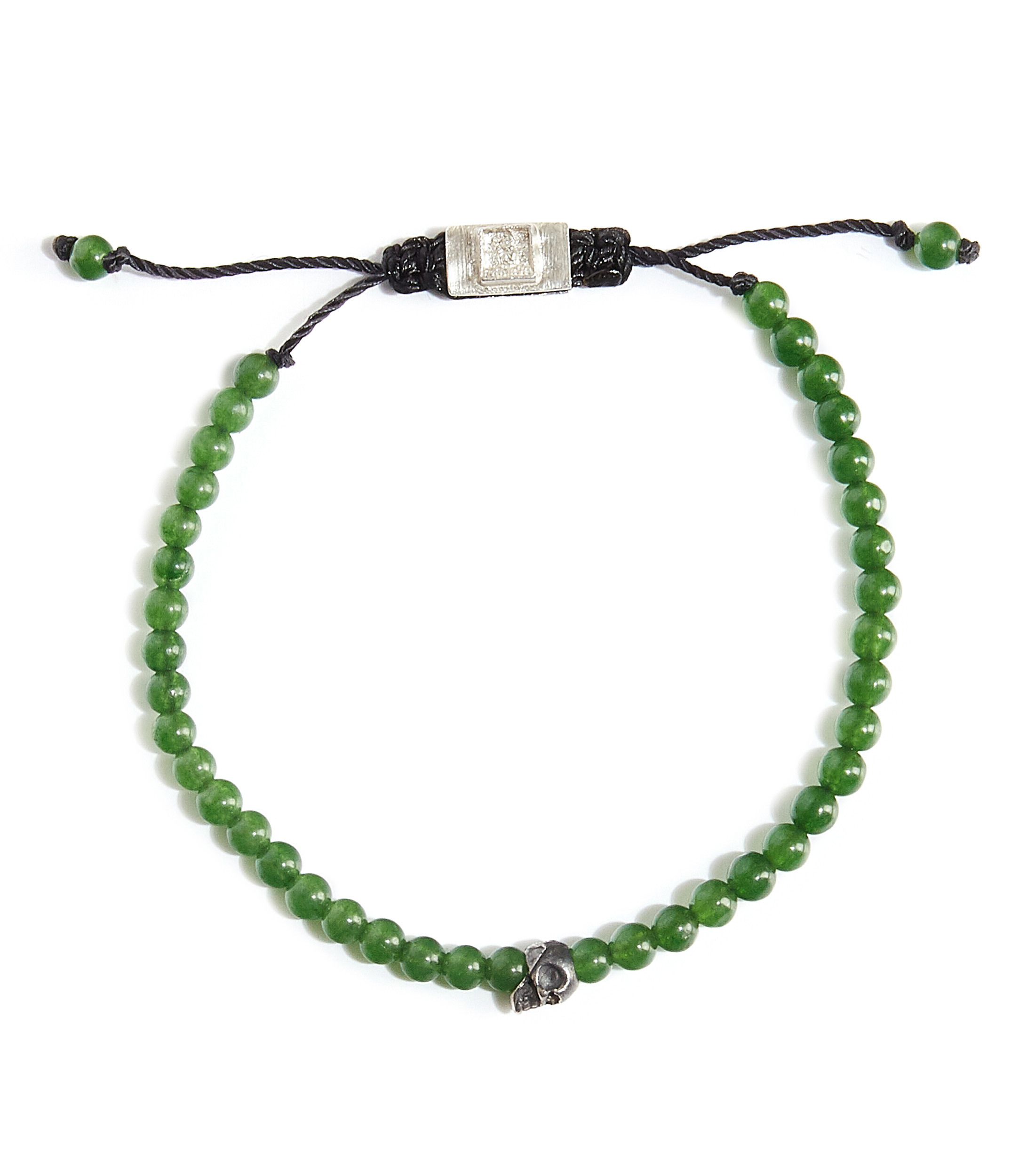 Pulsera ajustable con jade y plata Hombre