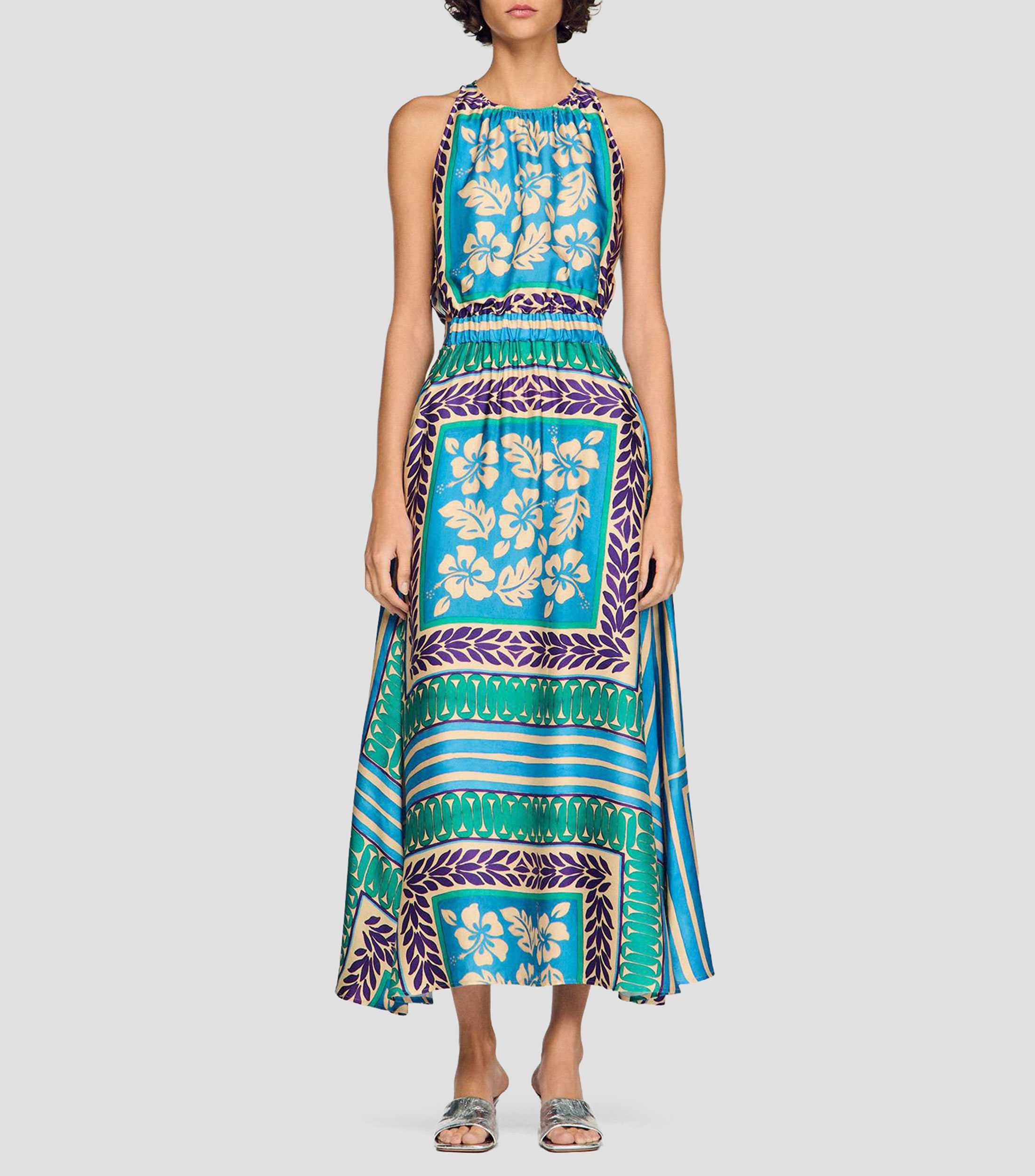 Vestido largo con estampado Mujer