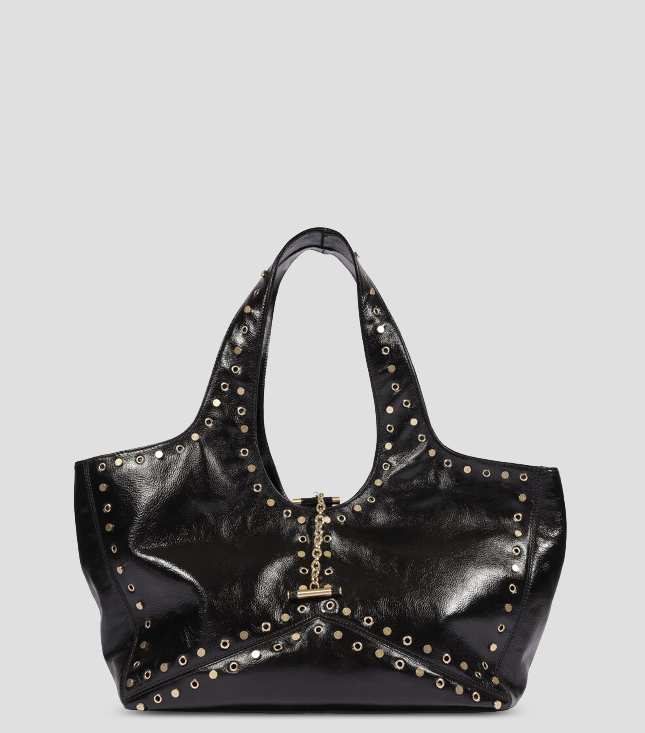 Bolsa Shoulder en piel con estoperoles Mujer