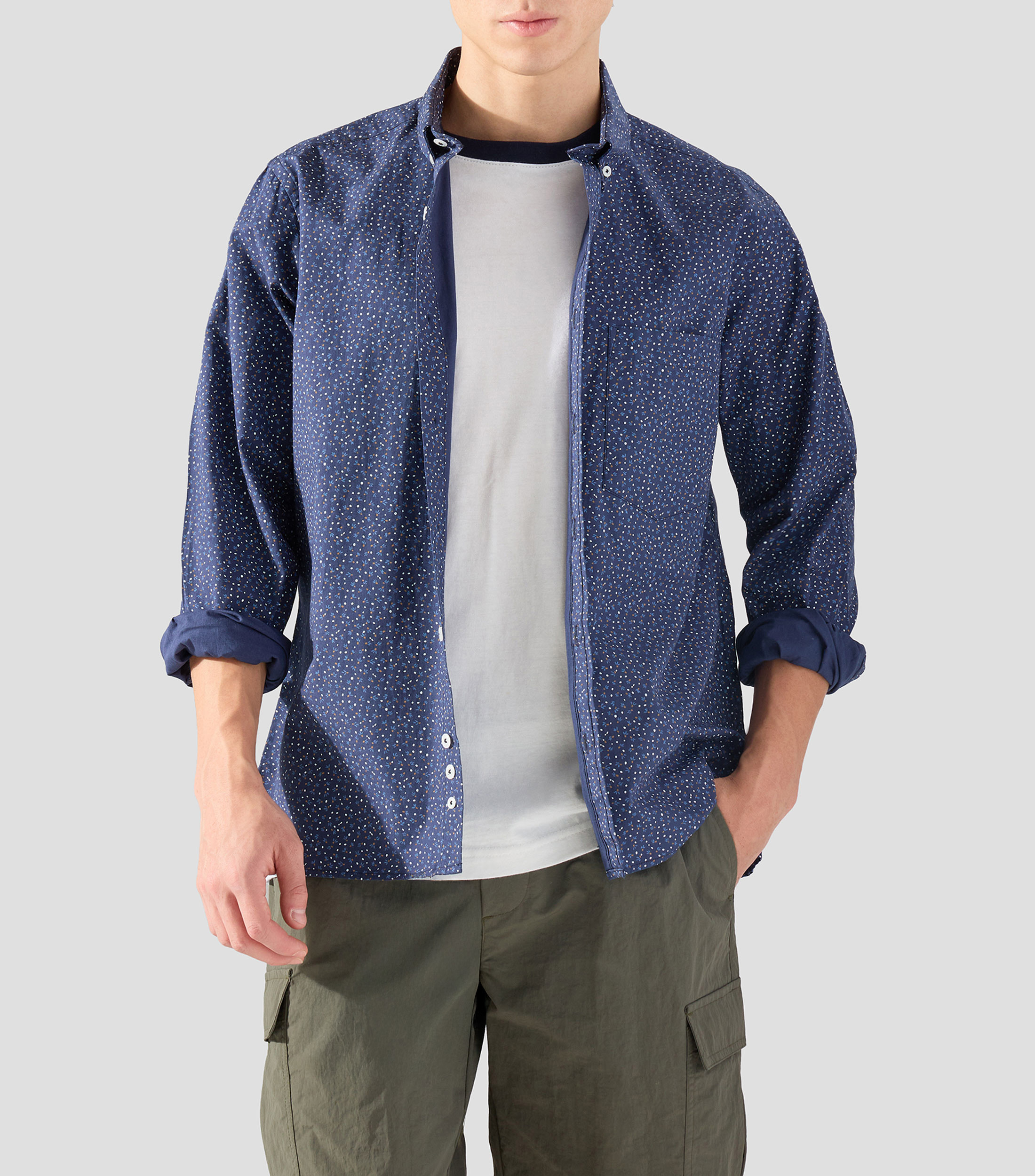 Camisa estampada con manga larga Hombre
