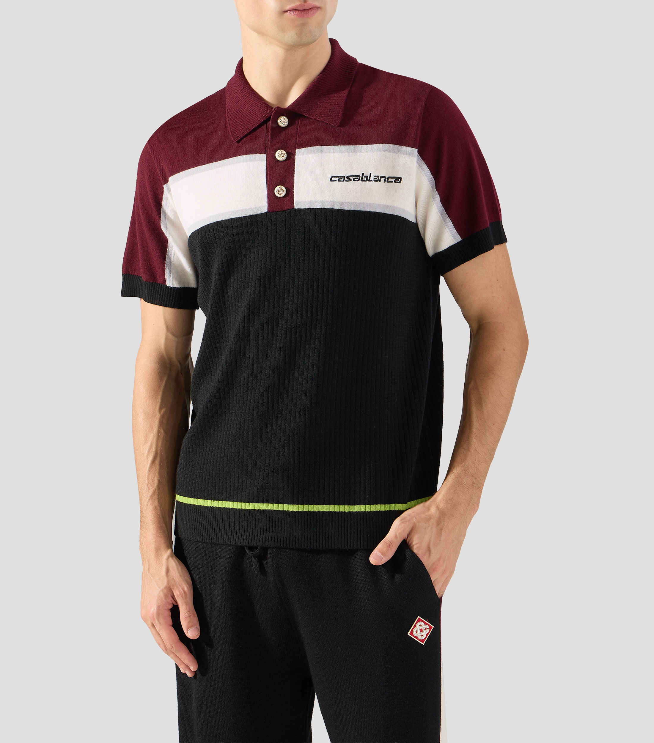 Playera tipo polo con manga corta y rayas Hombre
