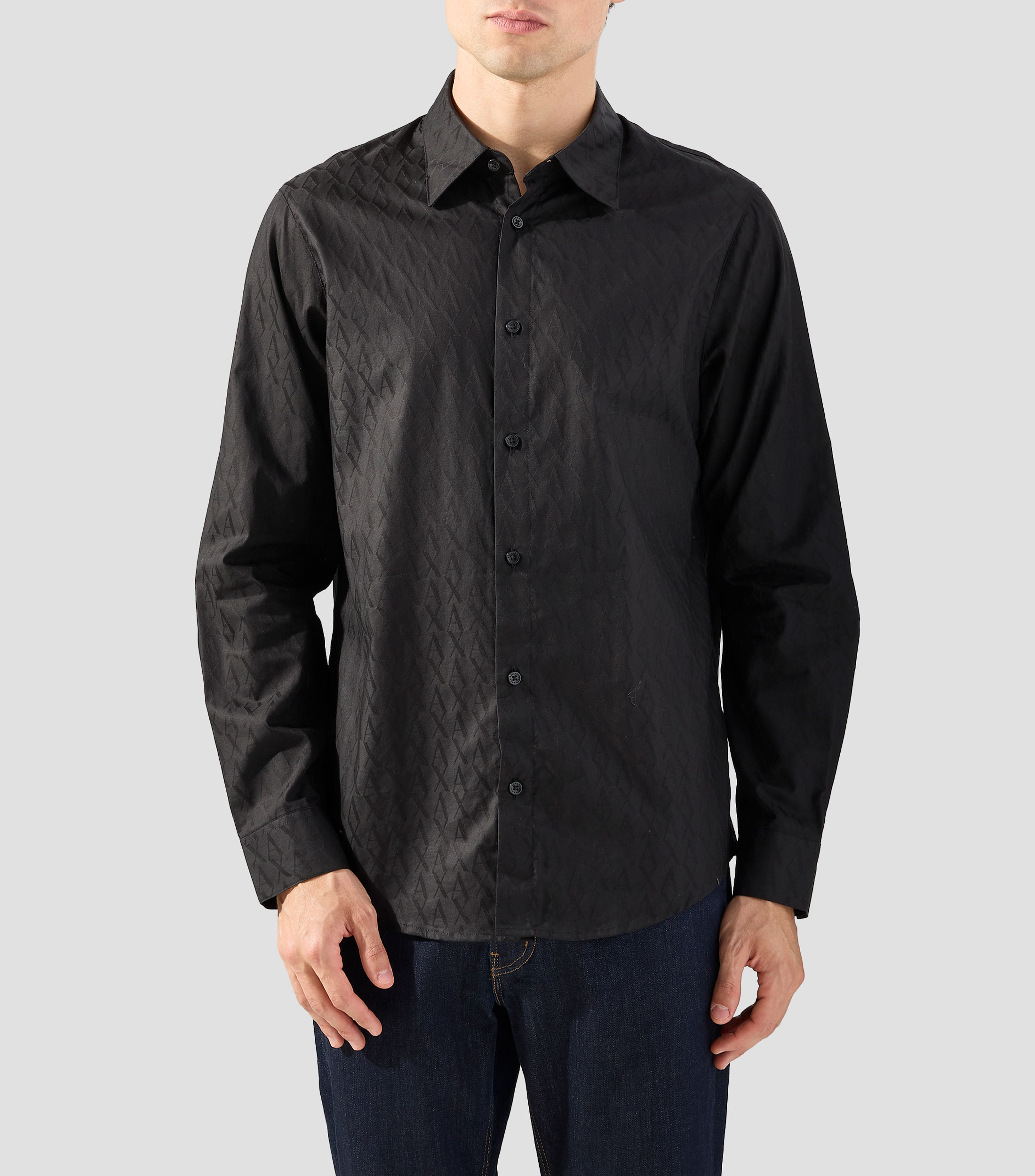 Camisa monogram con manga larga Hombre