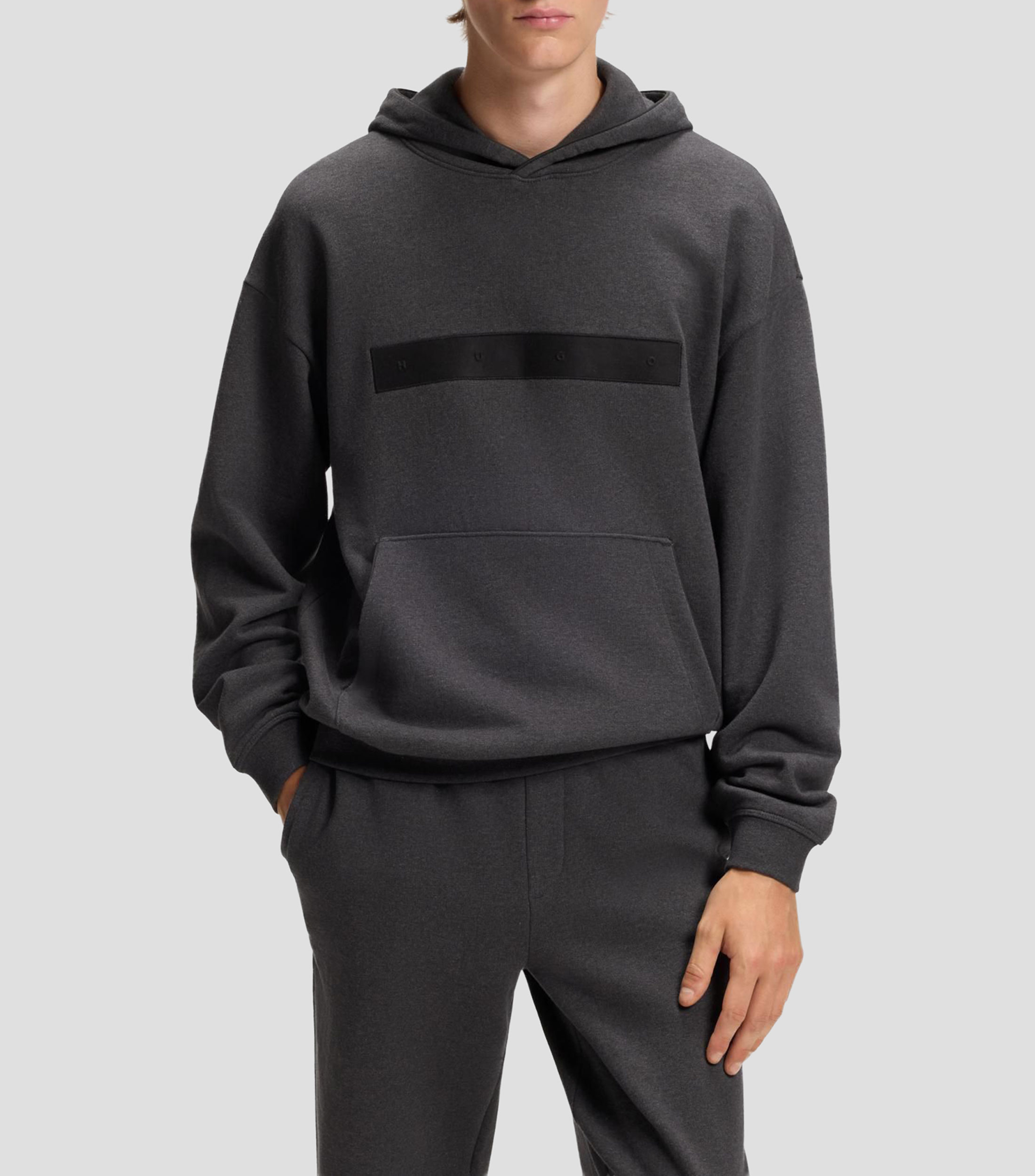 Sudadera relaxed fit de felpa de algodón con logo espaciado Hombre