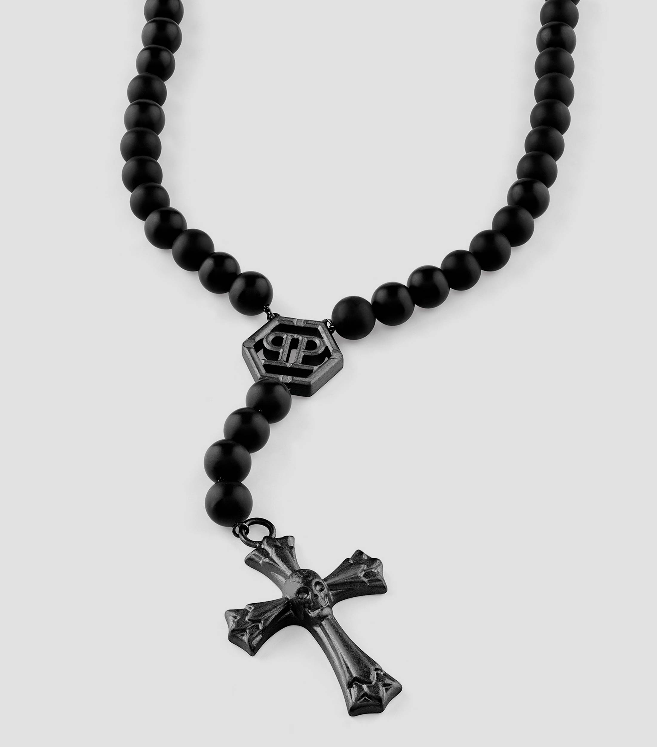 Collar de cuentas Ónix en IP Negro WHISPER Hombre
