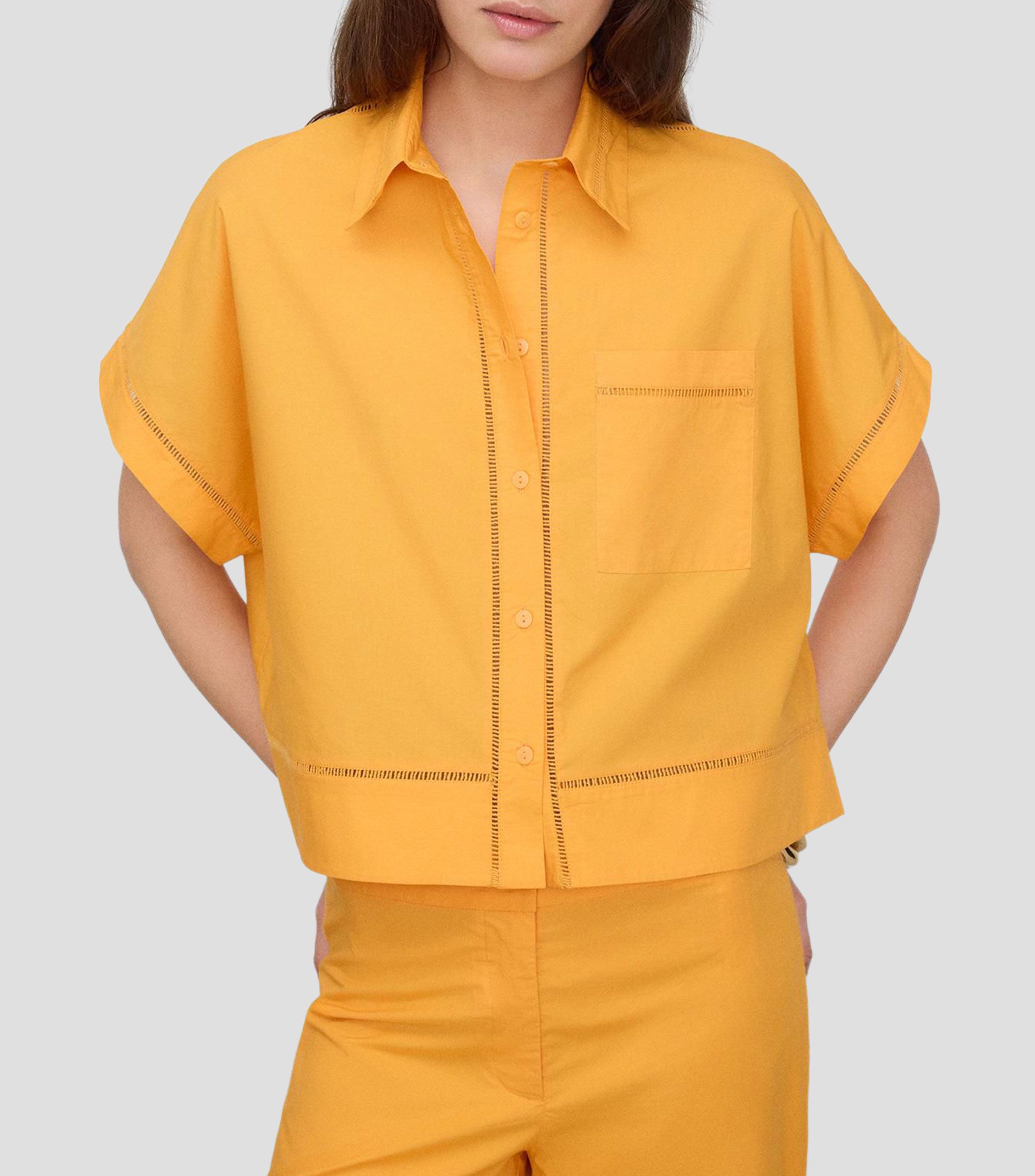 Camisa lisa con manga corta Mujer