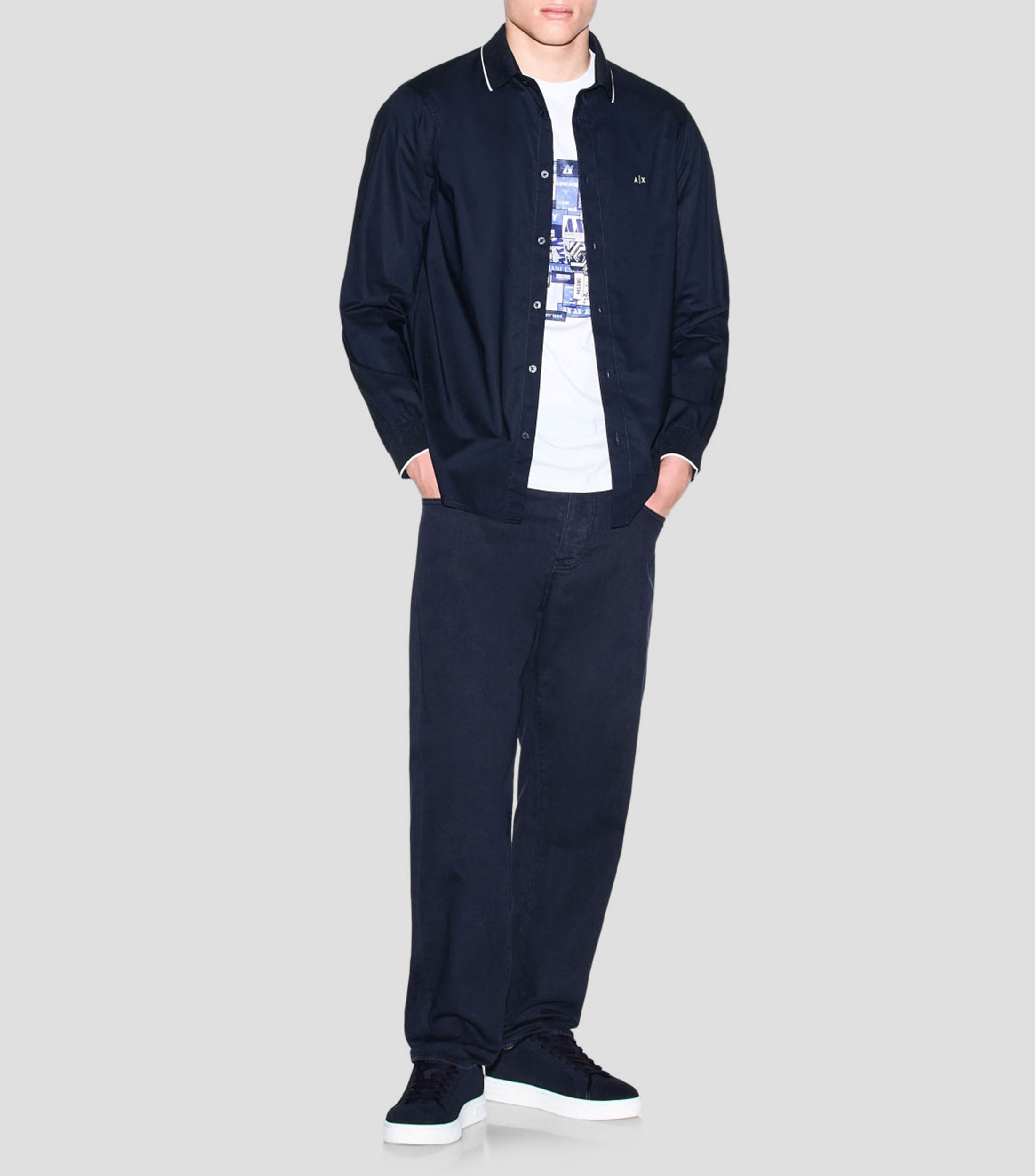 Camisa lisa manga larga Hombre