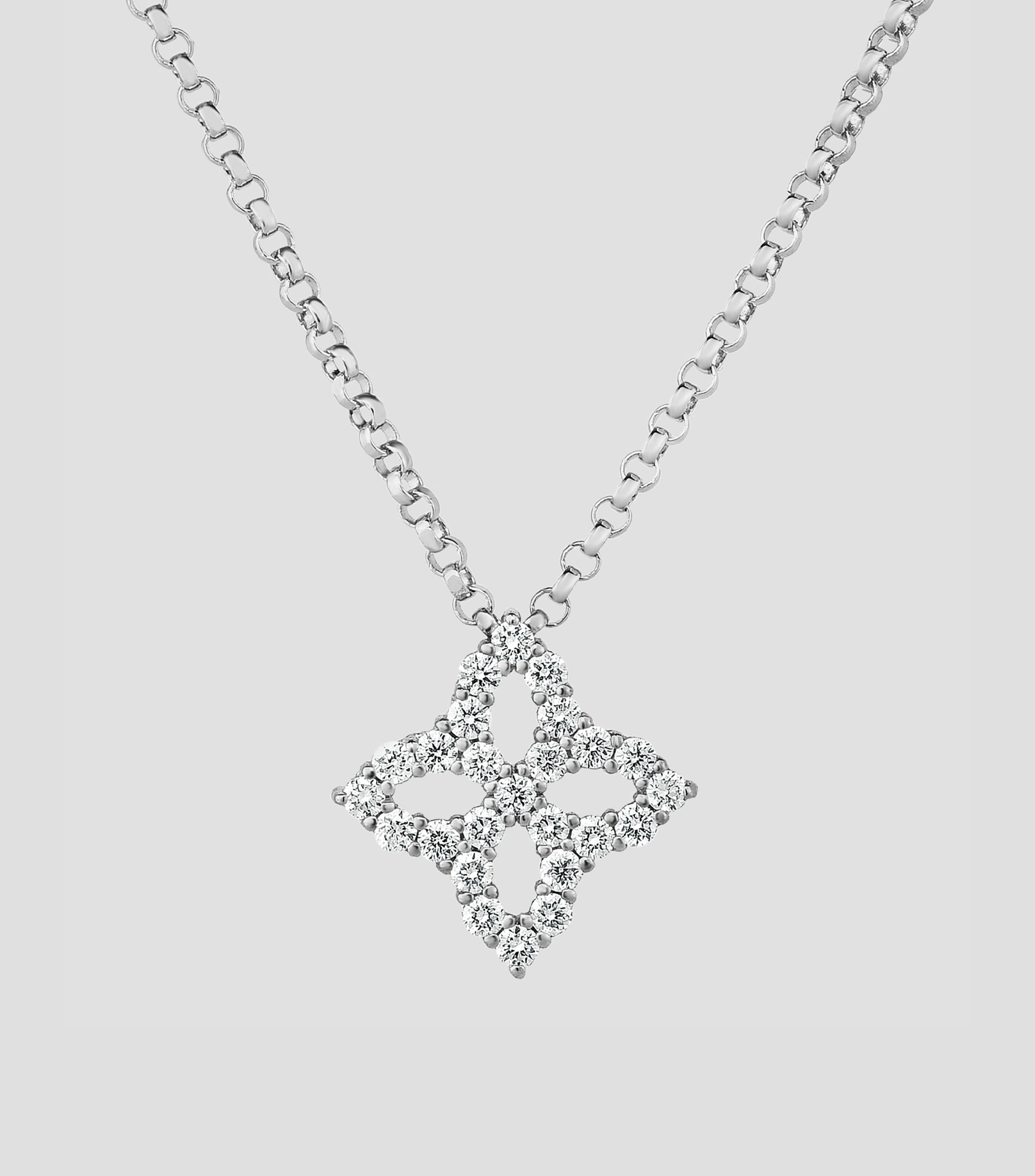 Collar en oro blanco de 18 kilates con diamantes Princess Flower Mujer