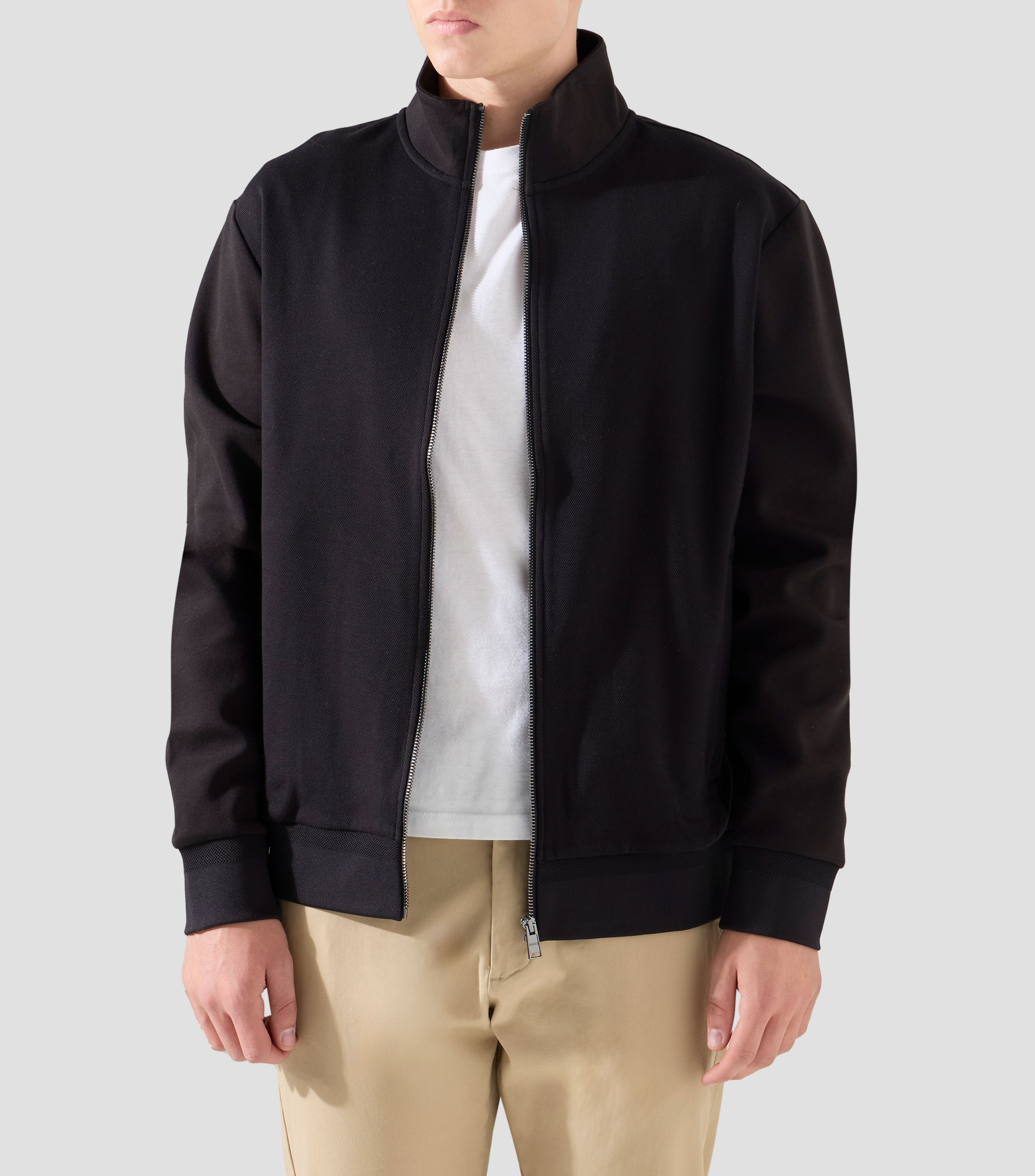 Sudadera de algodón elástico mercerizado con cremallera Hombre