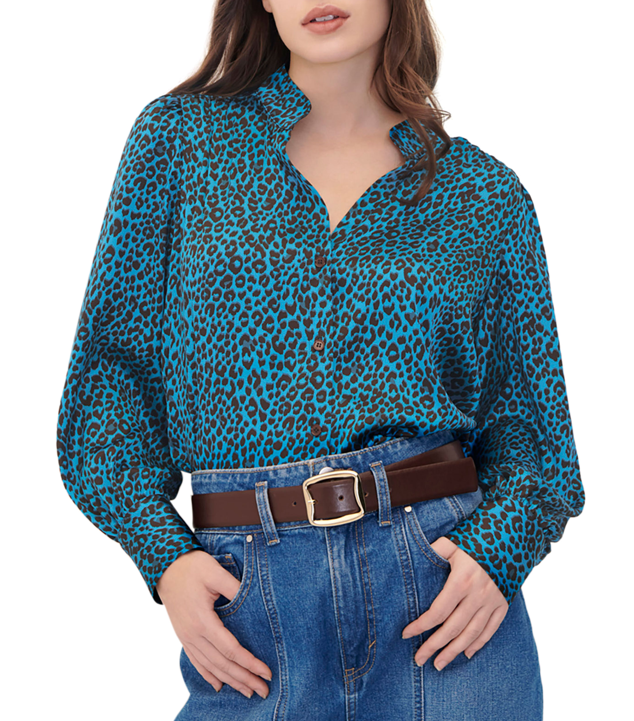 Julio Blusa Sat n Animal Print Cuello Mao Mujer El Palacio de