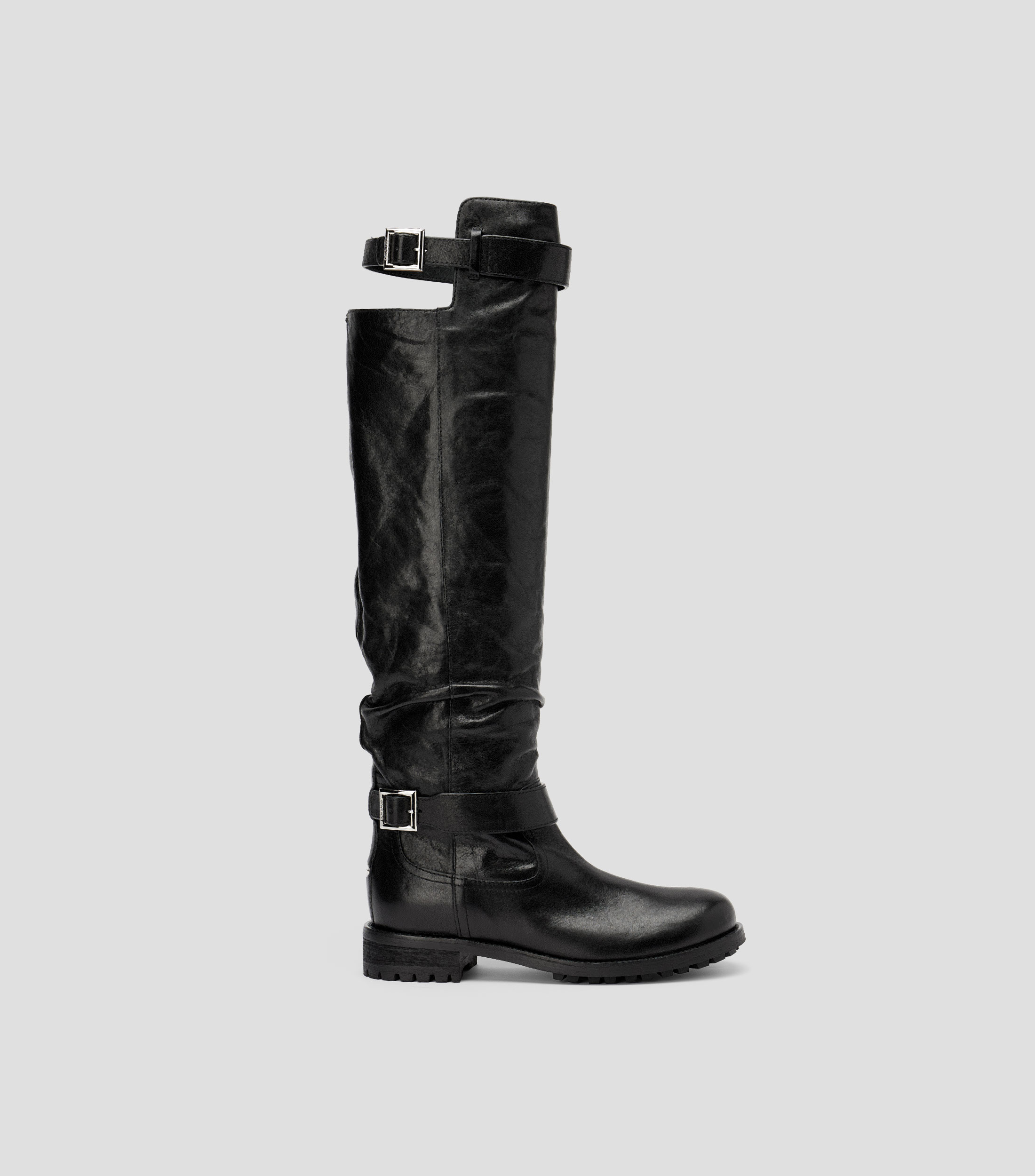 Botas largas con tacón bajo media luna Mujer