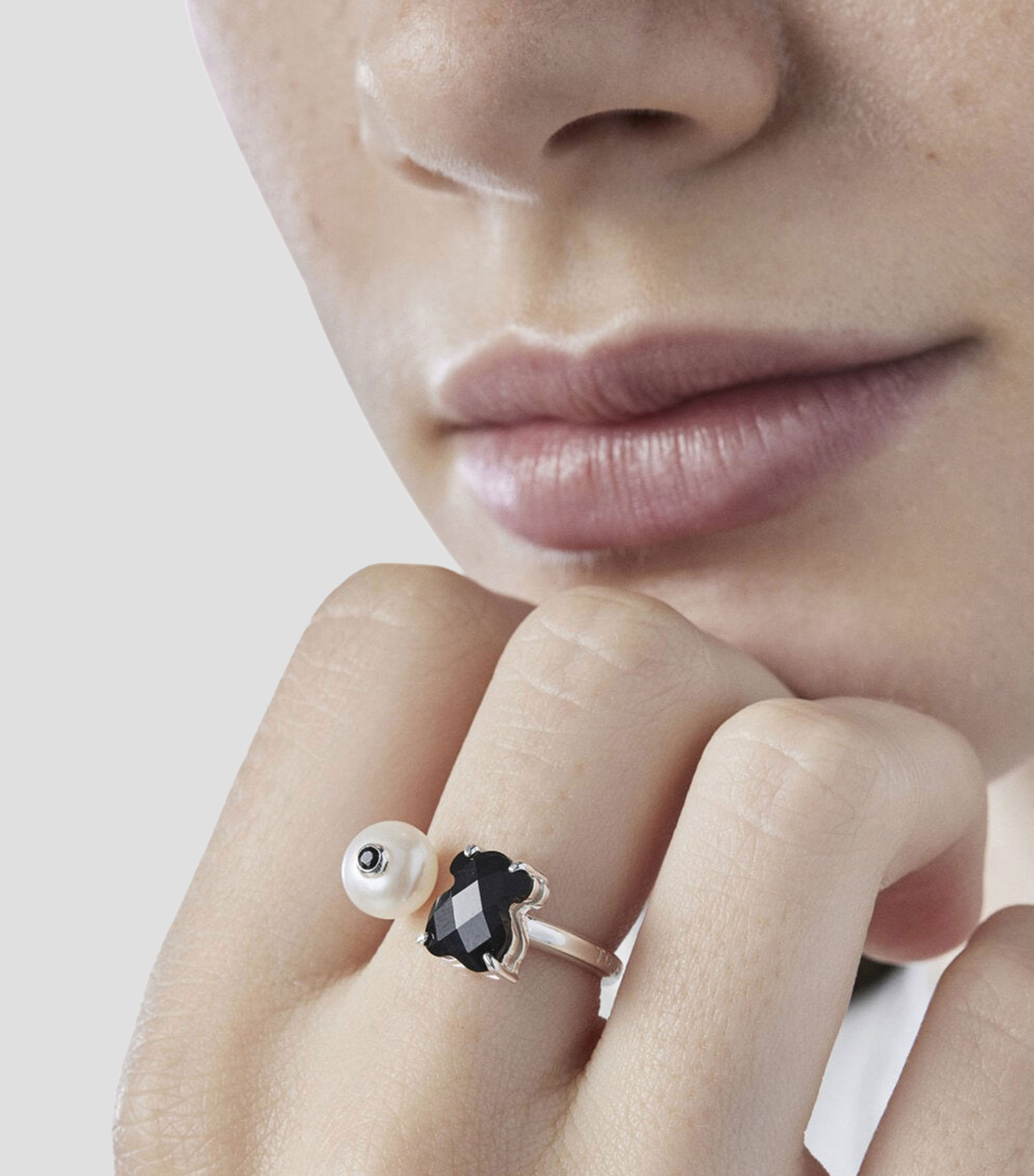 Anillo abierto en plata .925 Erma con oso Mujer Talla: 6.5