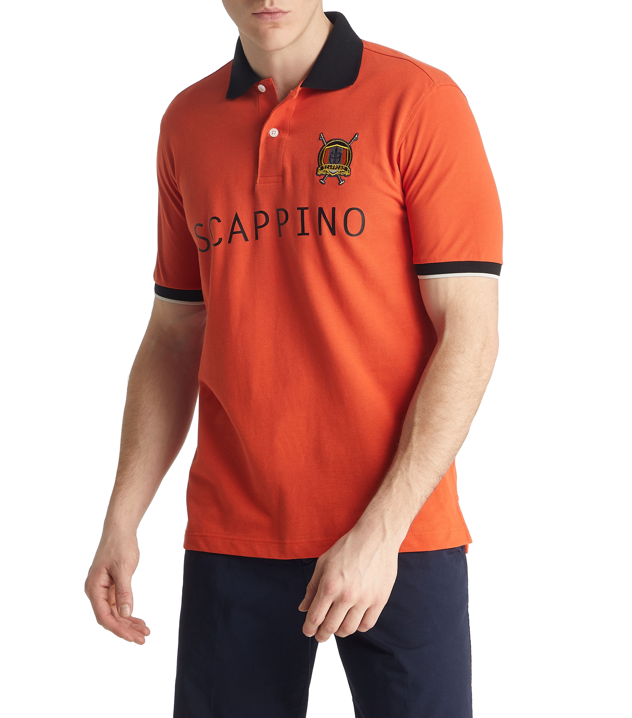 Playera Polo Color Naranja Scappino: Playera Tipo Polo Naranja Con