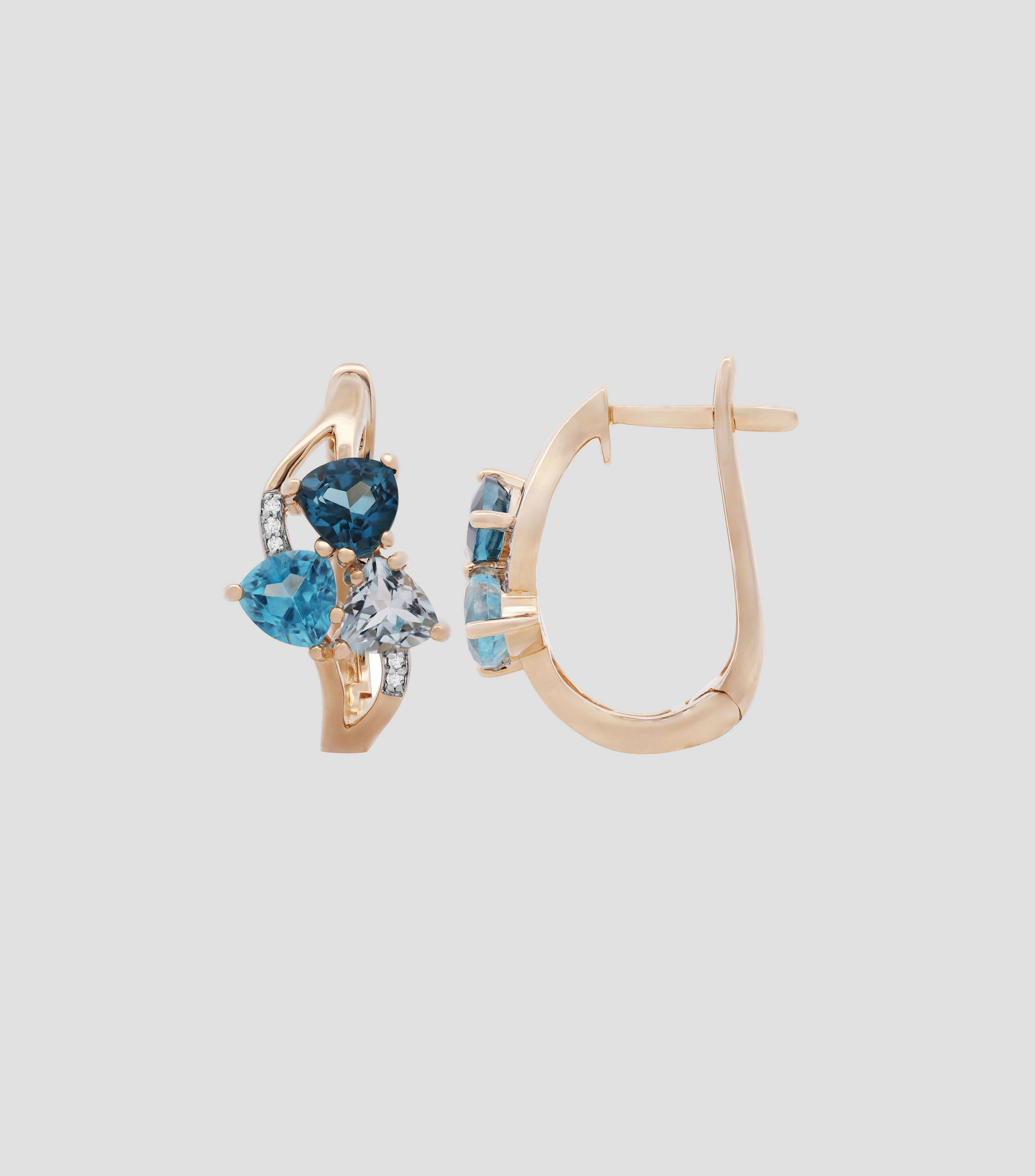 Aretes en oro amarillo 14 Kts con topacio Mujer