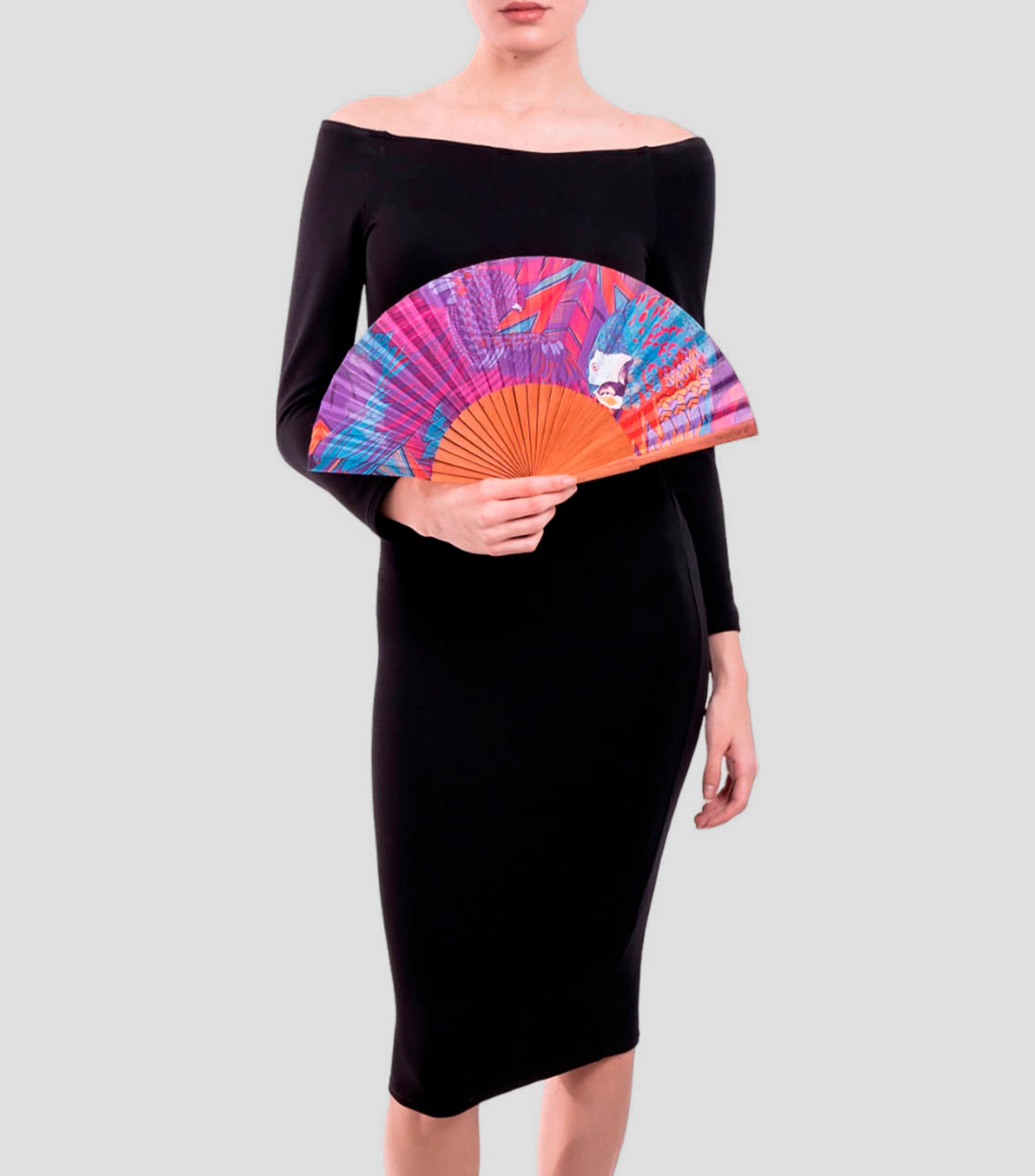 Abanico en textil Guacamaya Mujer