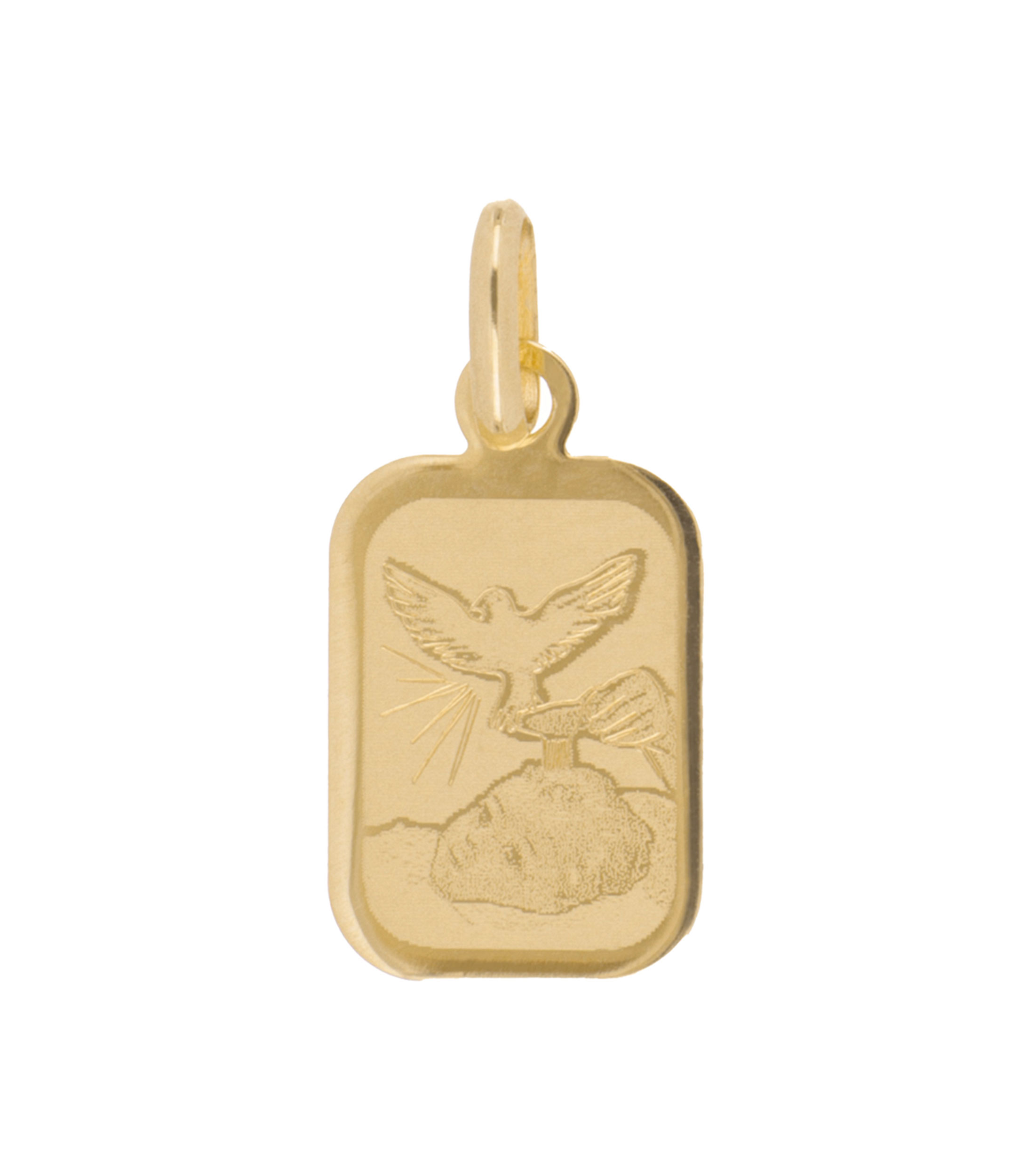 Medalla cuadrada Bautizo en oro de 14 kilates Unisex