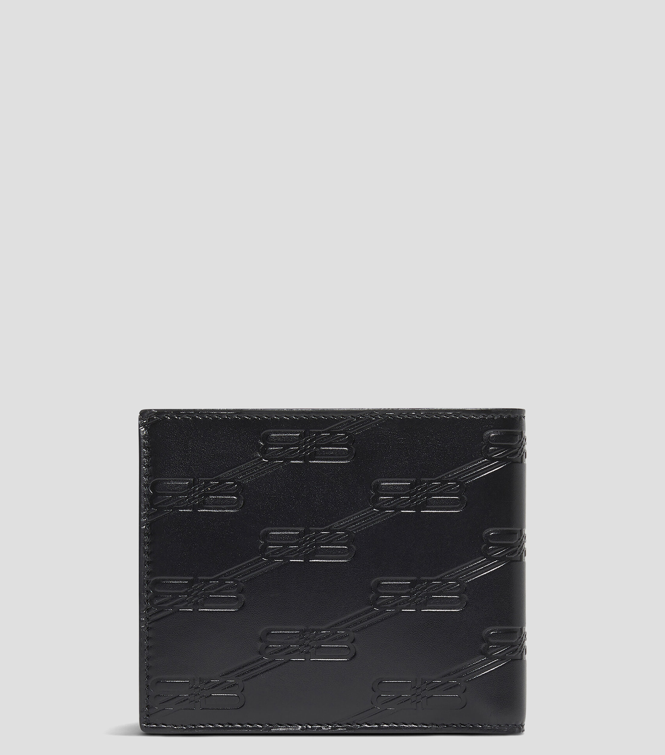 Cartera bifold negro en piel Embossed liso Hombre