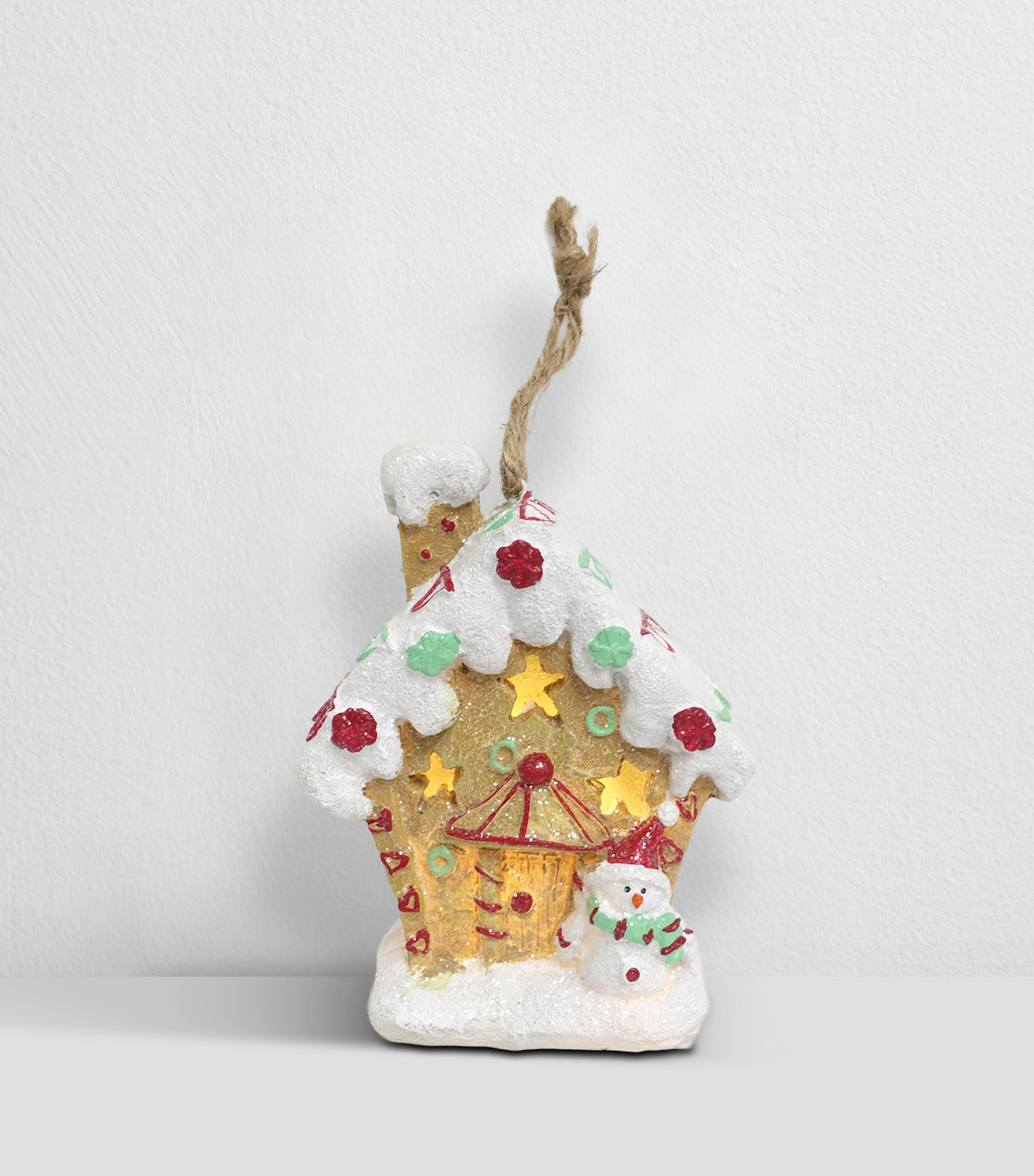 Ornamento decorativo Navideño Casa de jengibre Pottery Ginger con luz