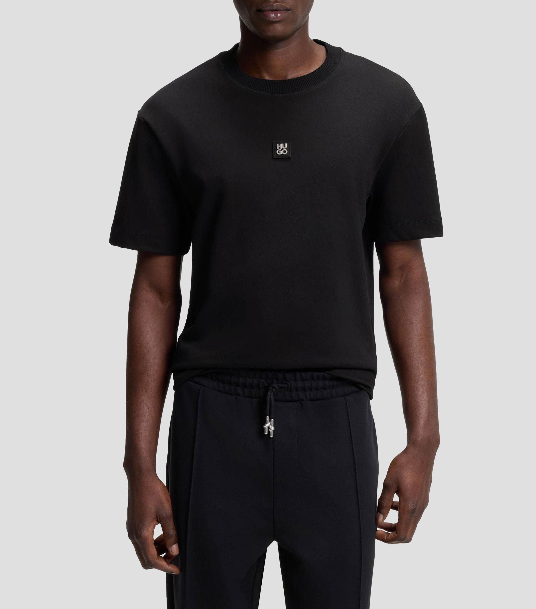 Playera HUGO de algodón con logo apilado Hombre
