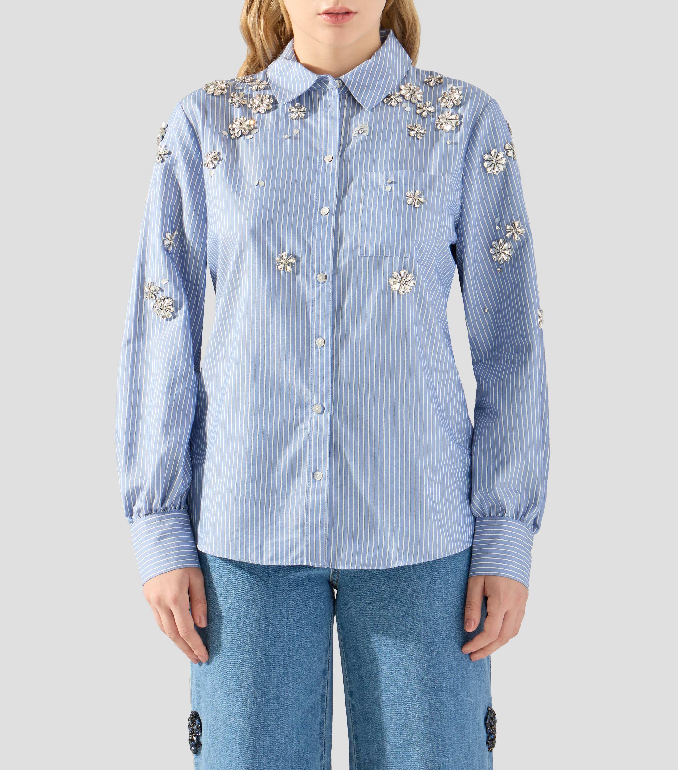 Camisa a rayas manga larga Mujer