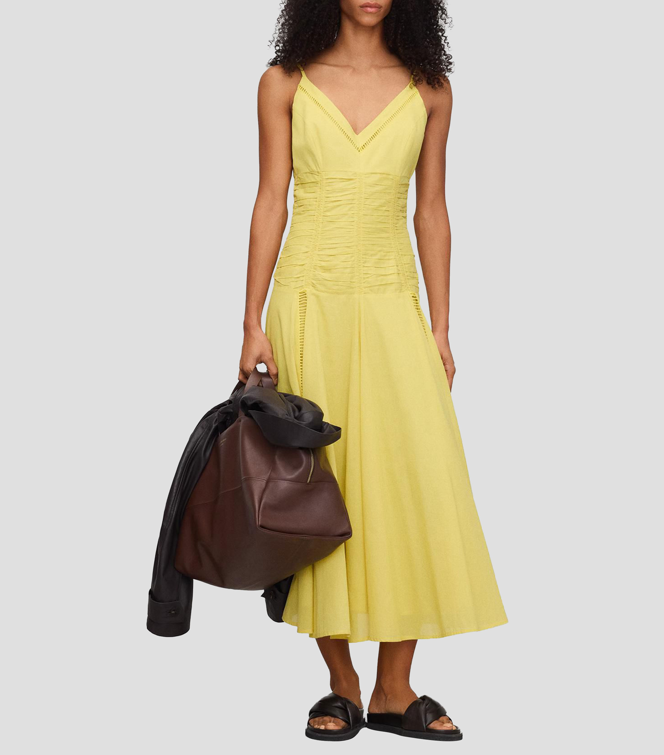 Vestido midi liso Mujer