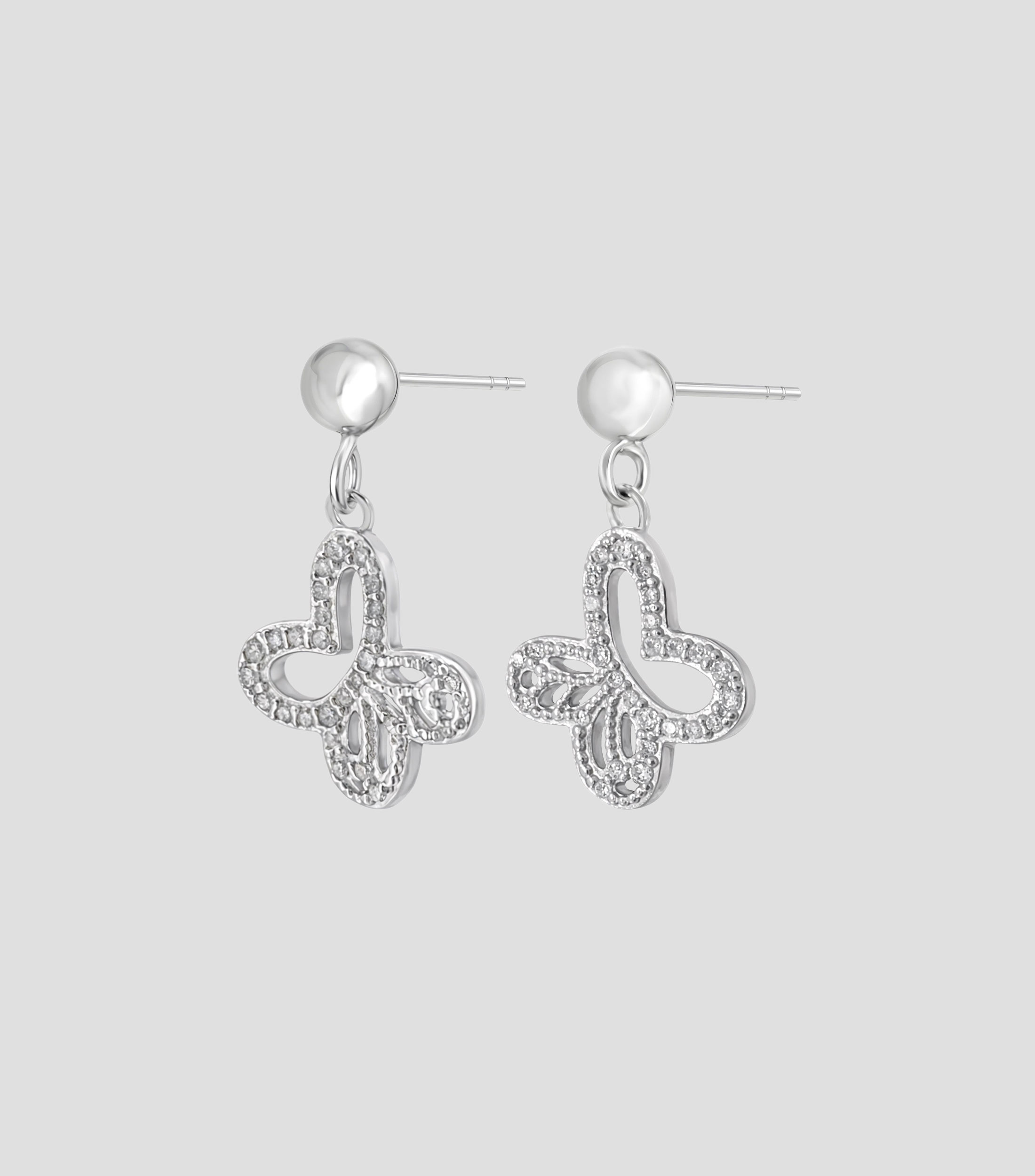 Aretes en plata .925 con mariposa monarca y circonia Mujer
