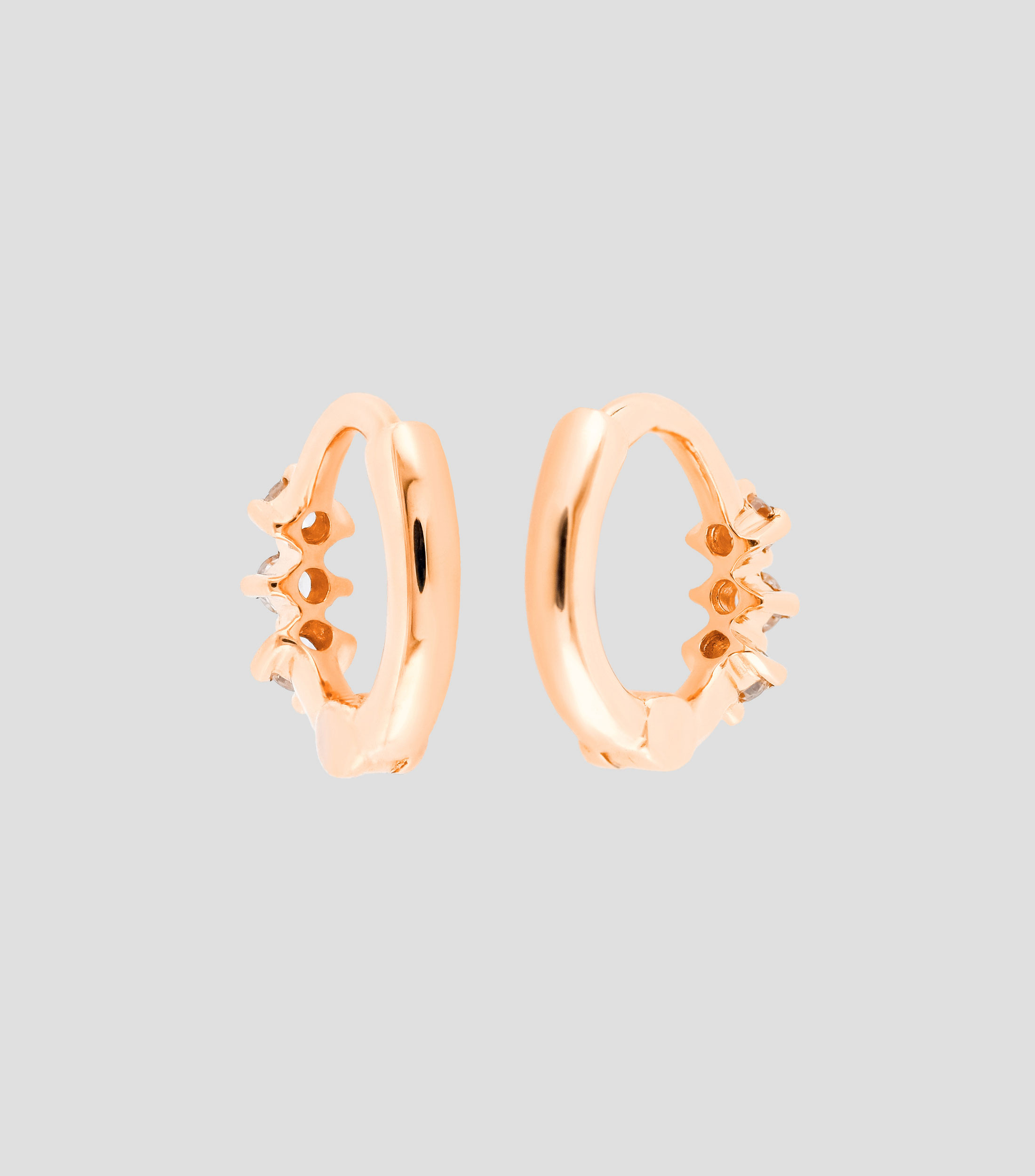 Aretes en oro rosa de 18 Kts con diamantes 0.1 Ct Mujer