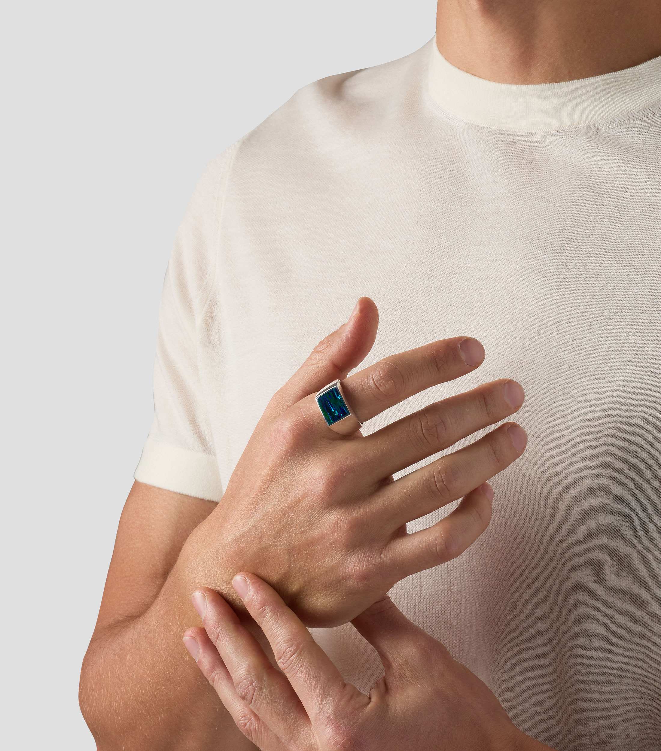 Anillo en Plata .925 con ópalo etíope Hombre