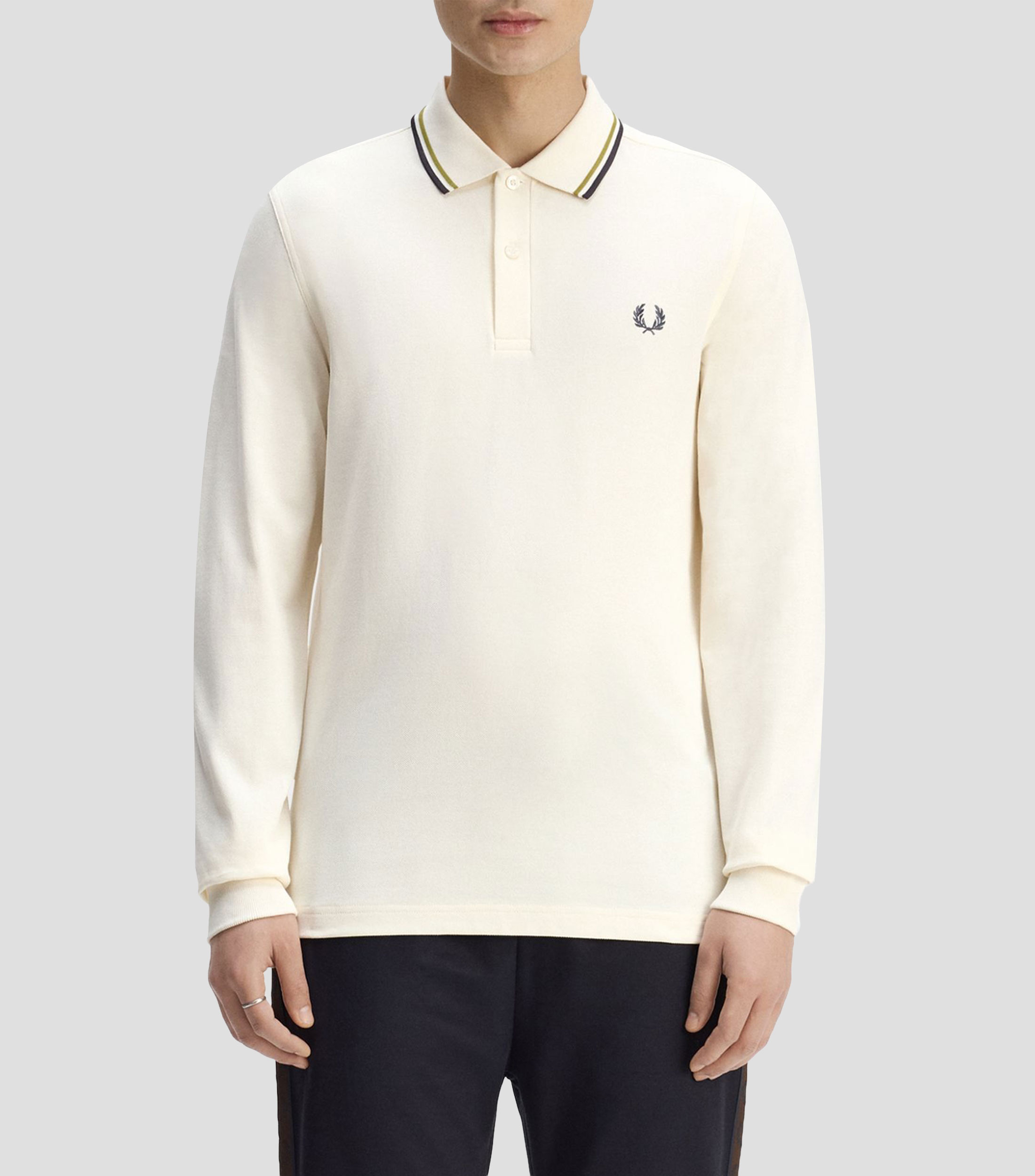 Playera tipo polo manga larga lisa Hombre
