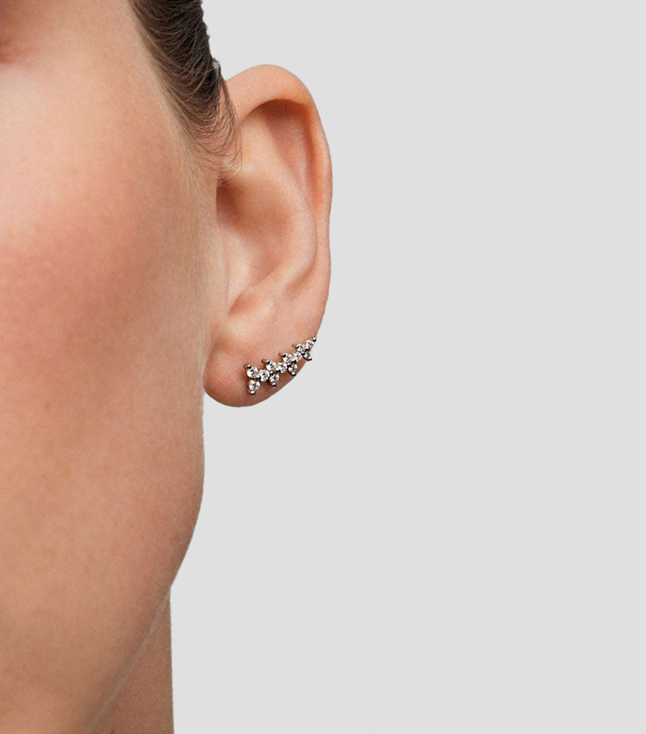Pendientes en Oro blanco de 18 Kilates Trepadores Tris Mujer