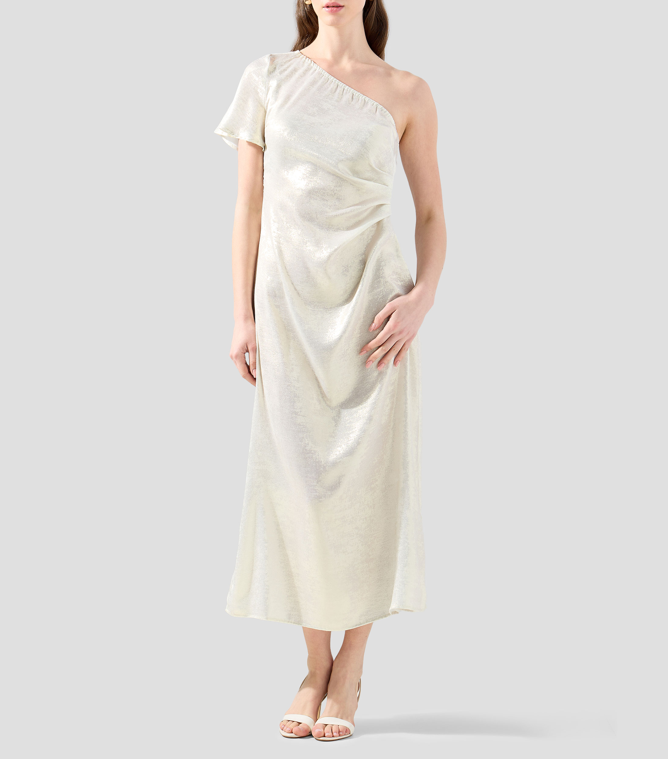 Vestido formal largo una manga liso Mujer