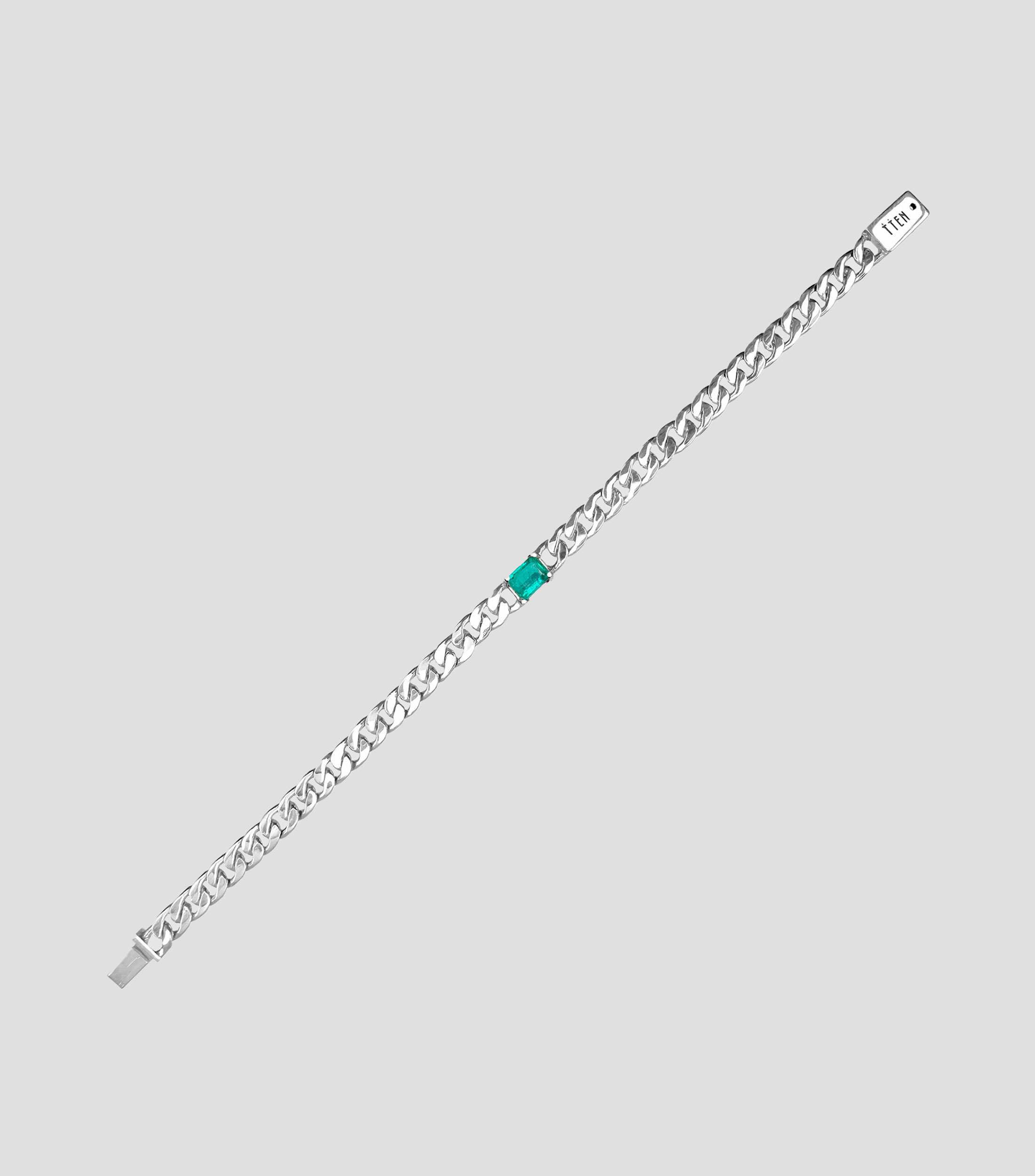 Pulsera en plata .925 con esmeralda Hombre