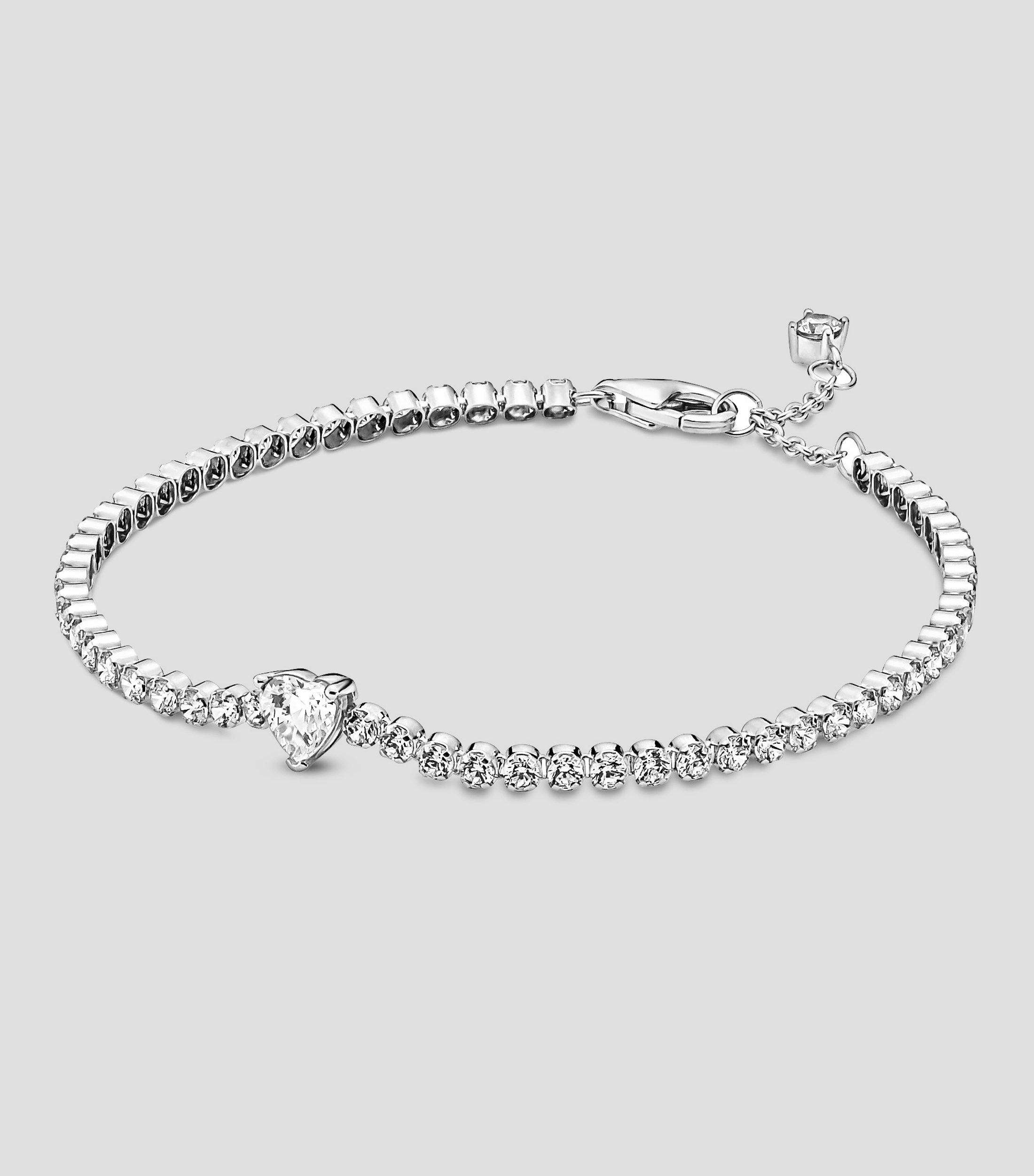 Brazalete en plata de ley Corazon Brillante con Zirconia Cubica Mujer
