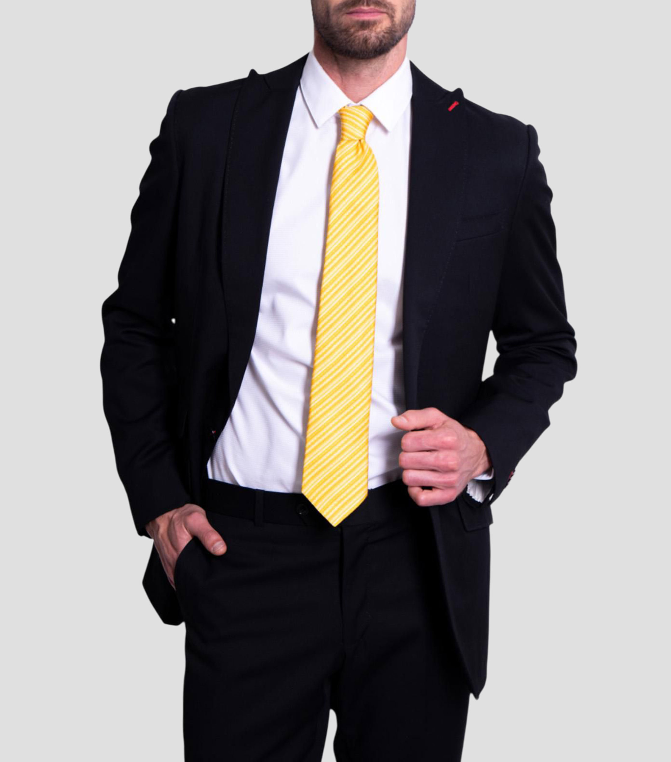 Corbata ancha en seda amarillo estampada Grecas Prehispánicas