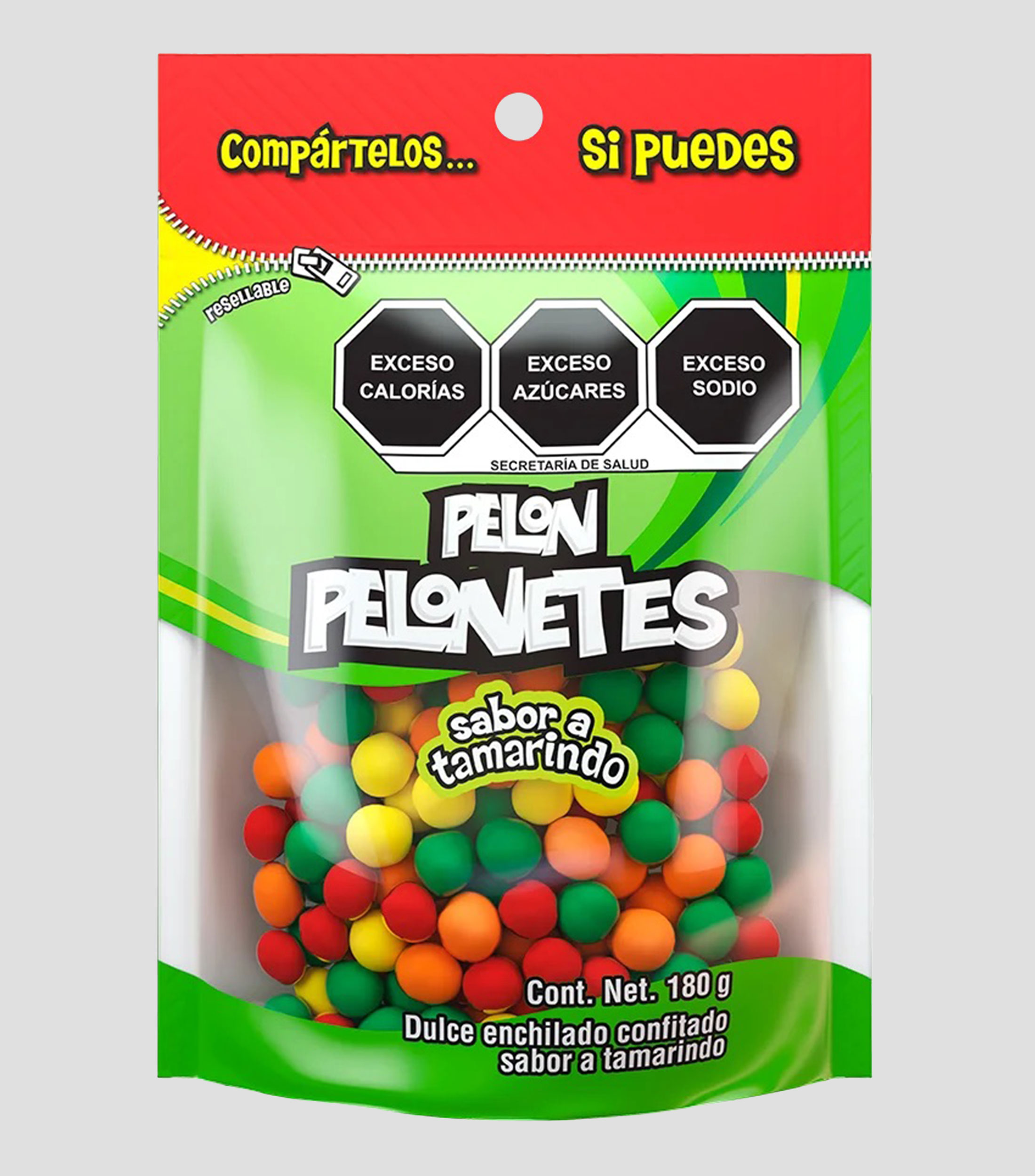 Dulce enchilado confitado sabor a tamarindo Pelón Pelonetes, 180 g
