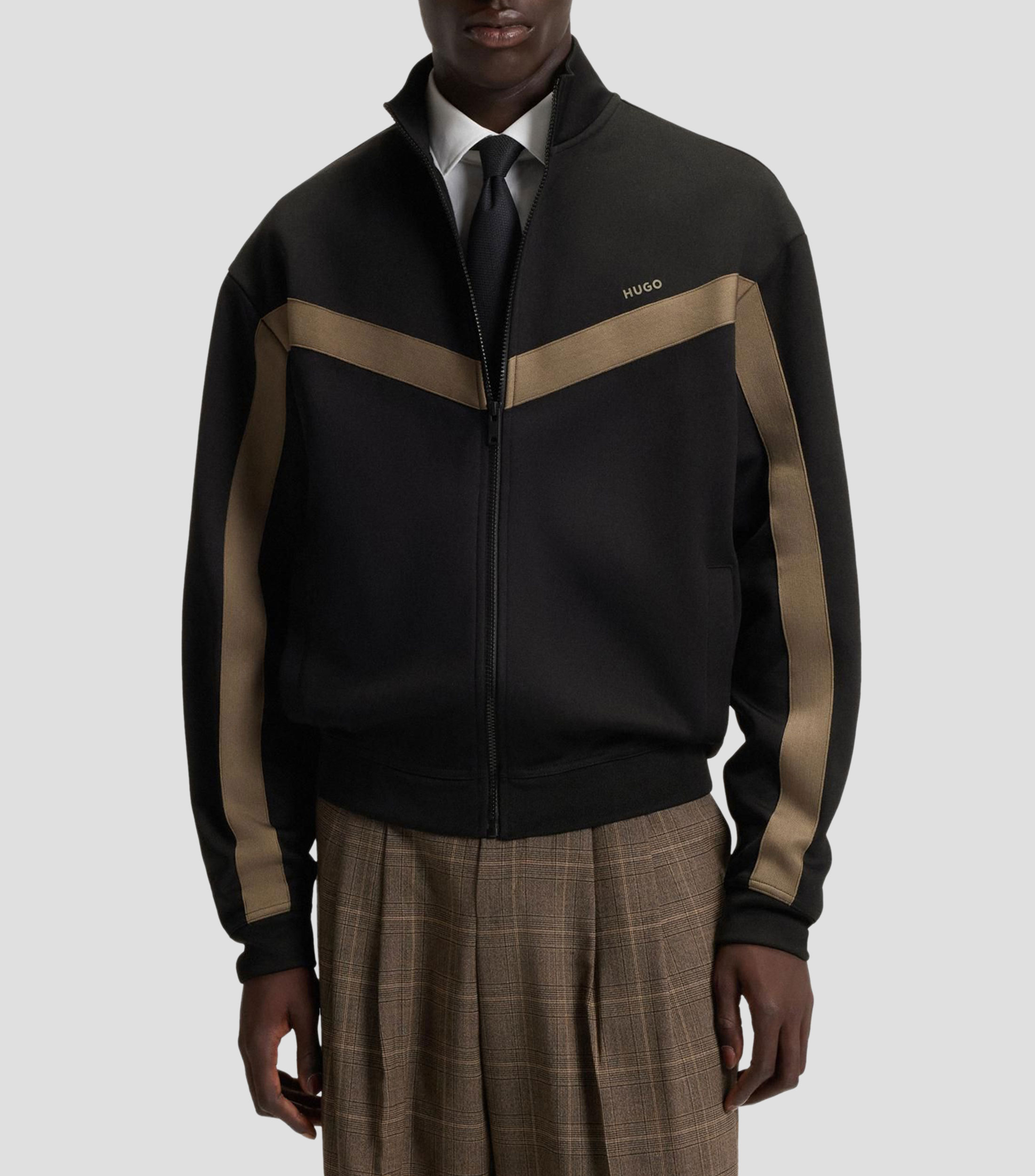 Sudadera relaxed con cremallera y cinta de chevrón Hombre