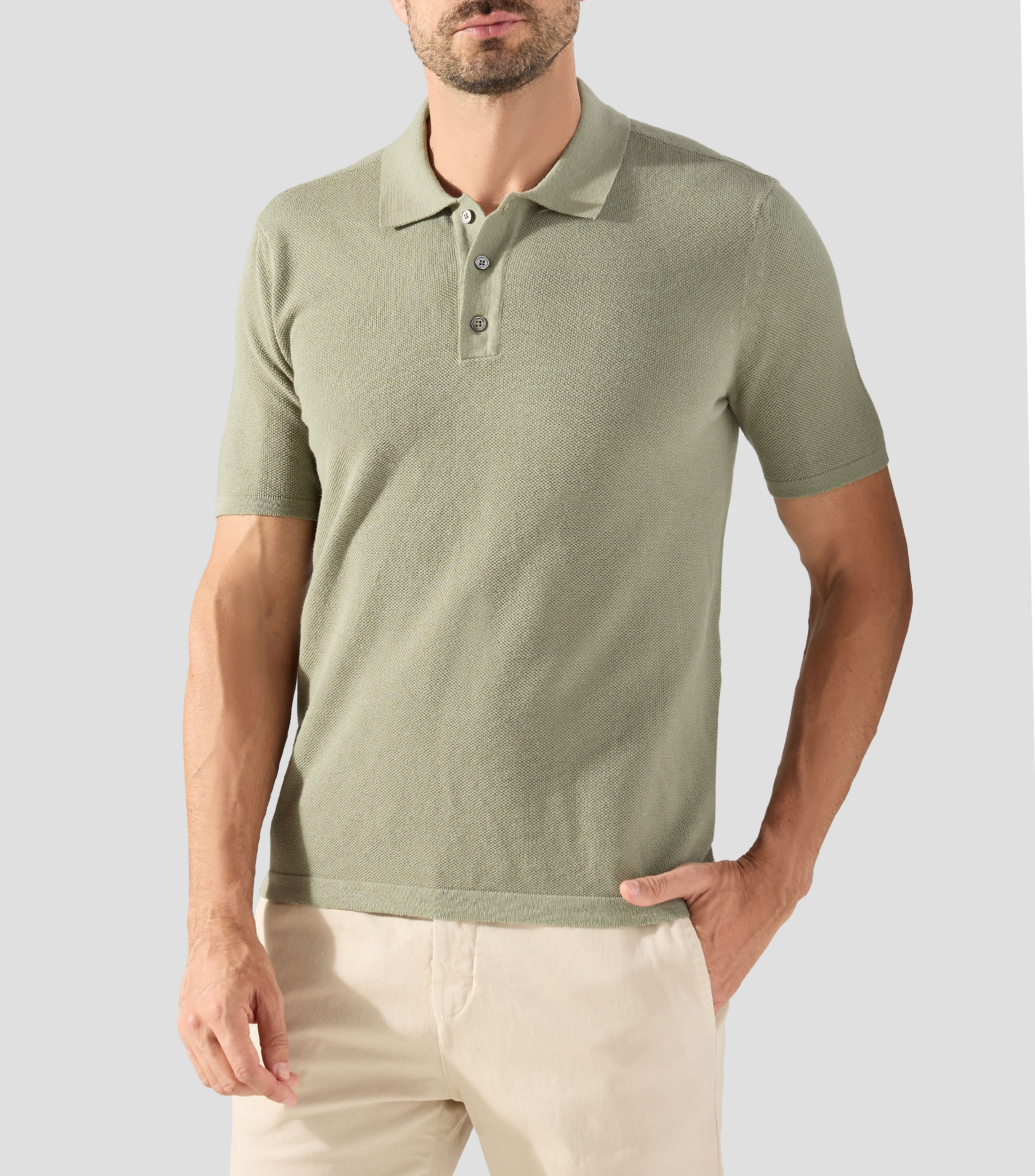 Playera tipo Polo manga corta con microdiseños Hombre