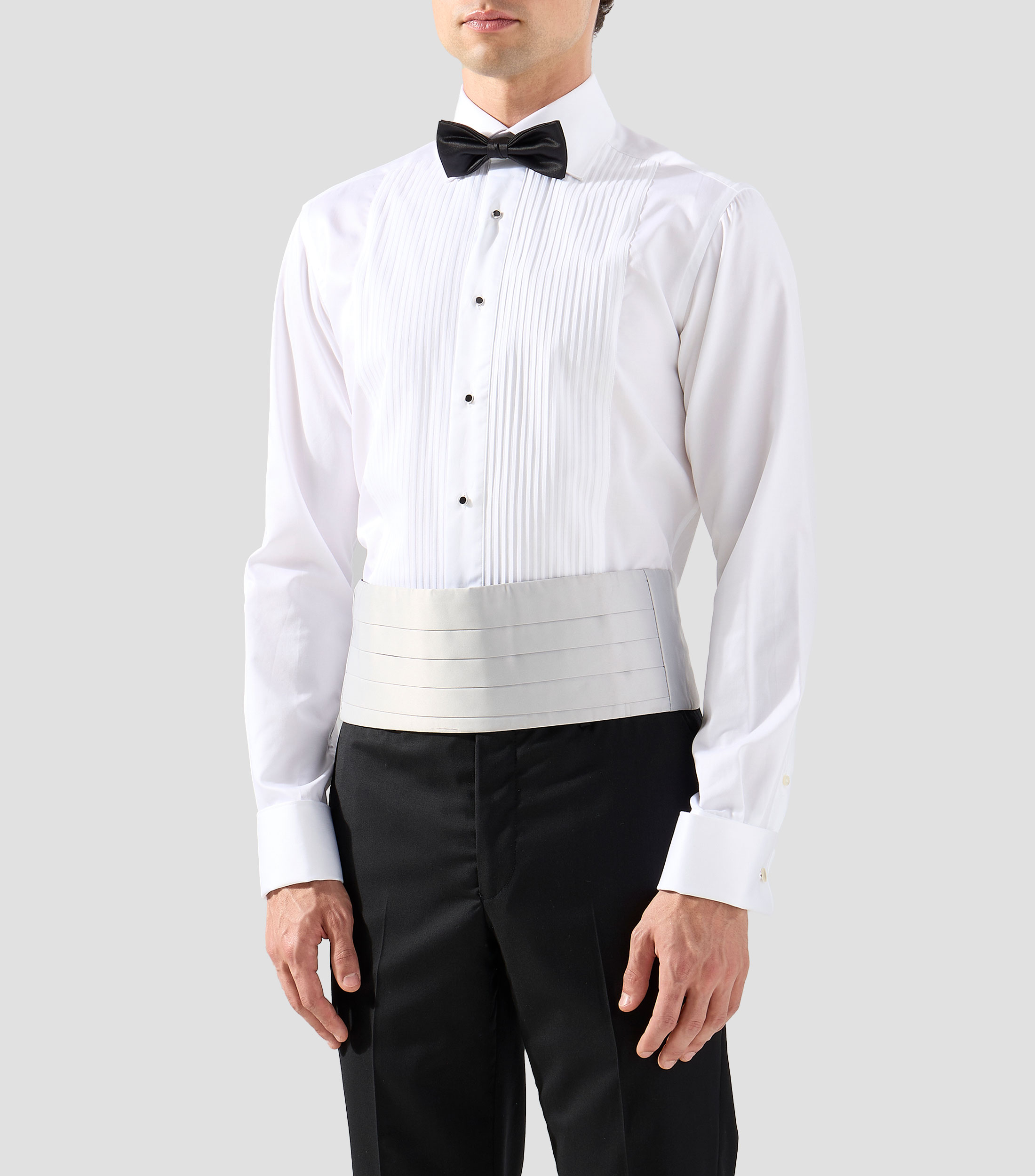 Camisa smoking con líneas manga larga Hombre