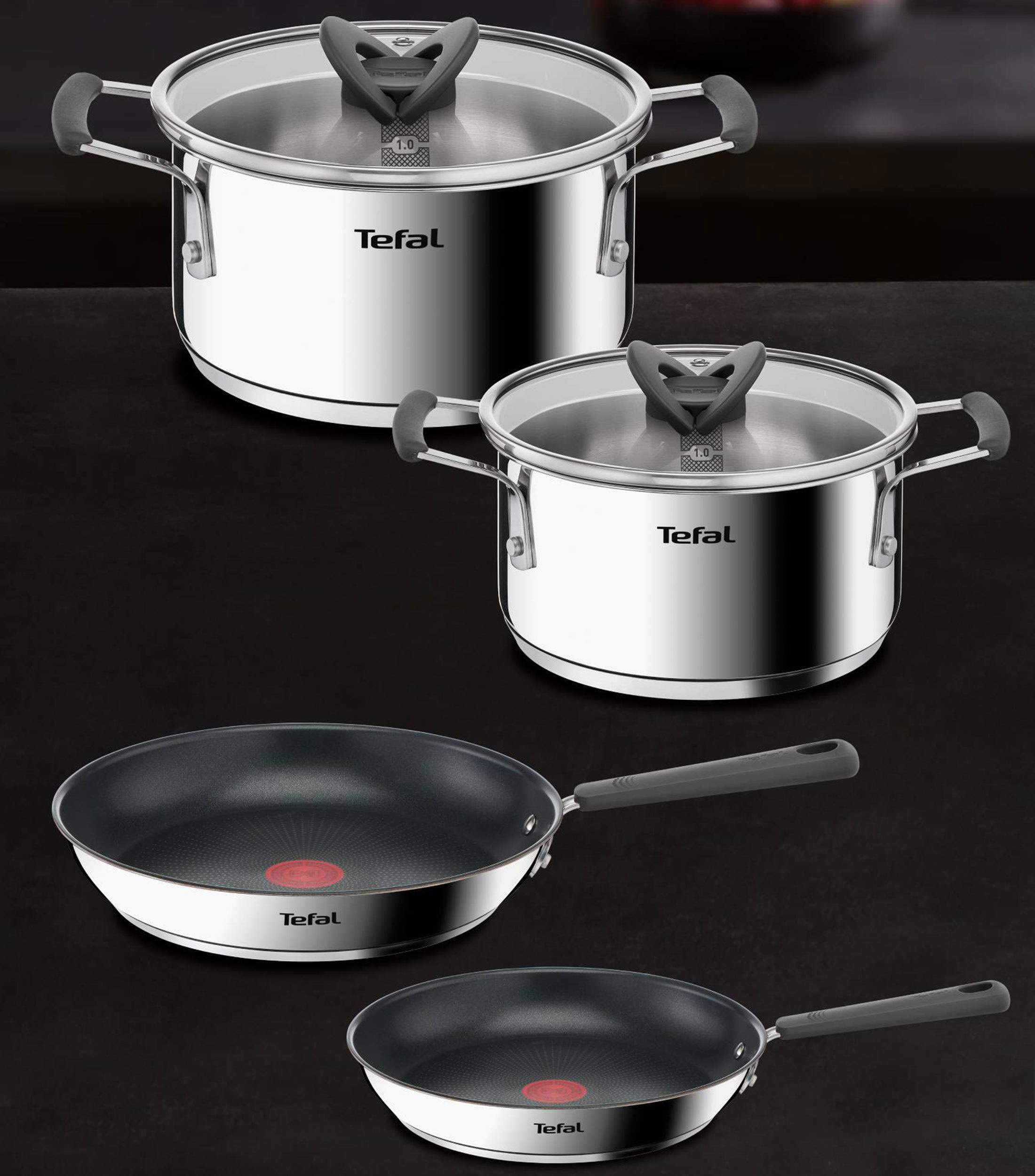 Batería de Cocina en Acero inoxidable Opti Space 6 Piezas