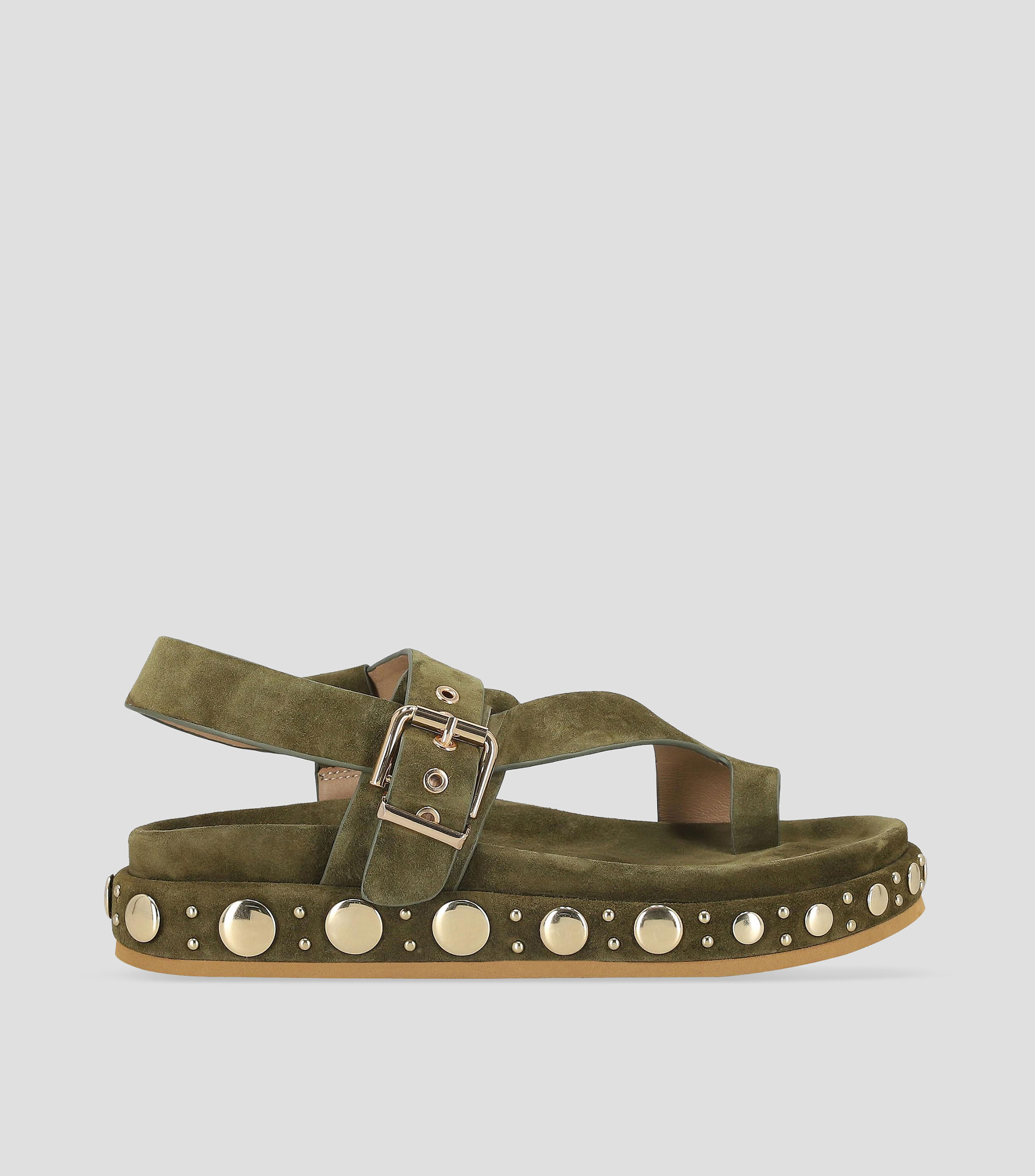 Sandalias con plataforma en piel Mujer