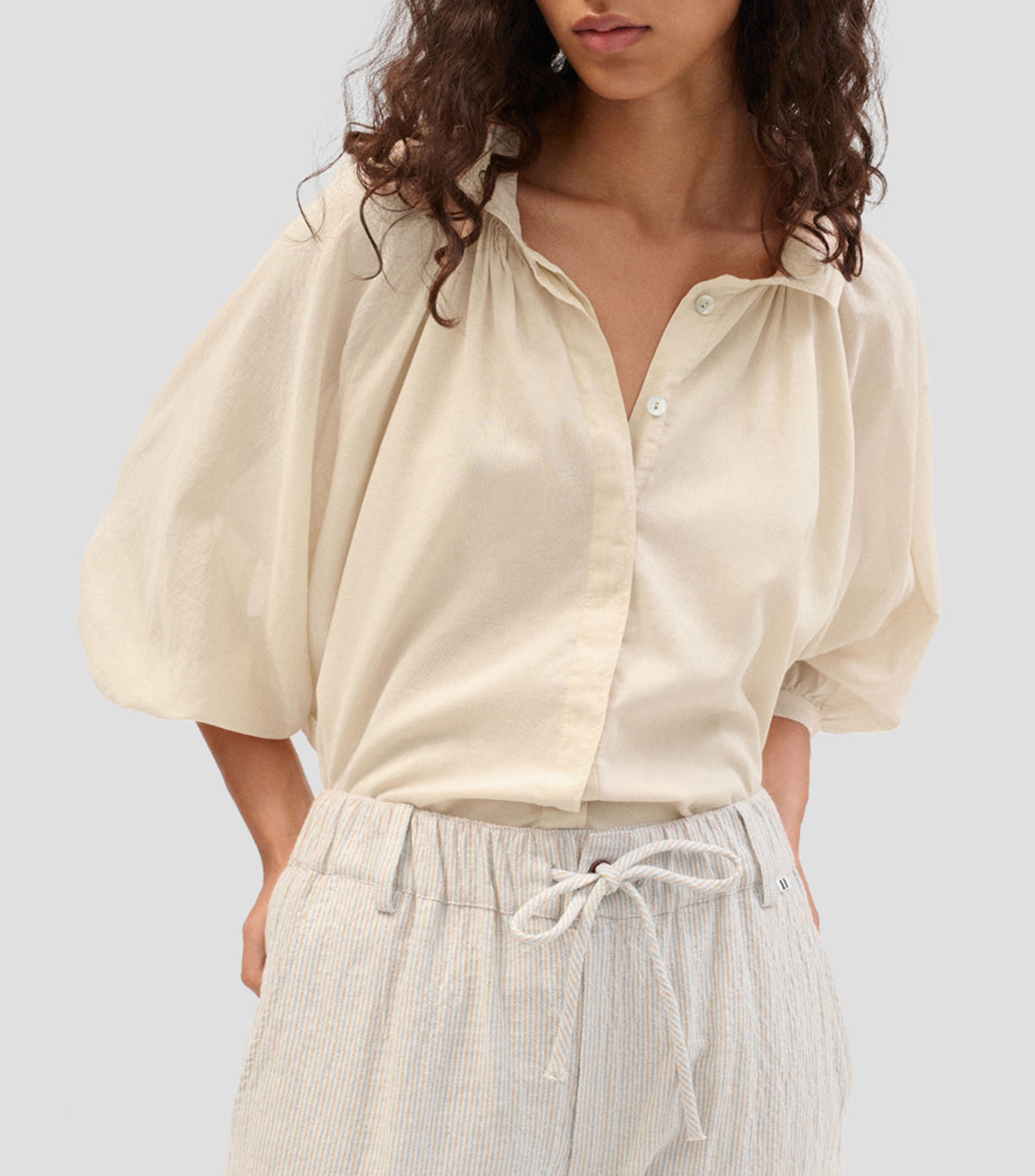 Blusa lisa manga larga Mujer